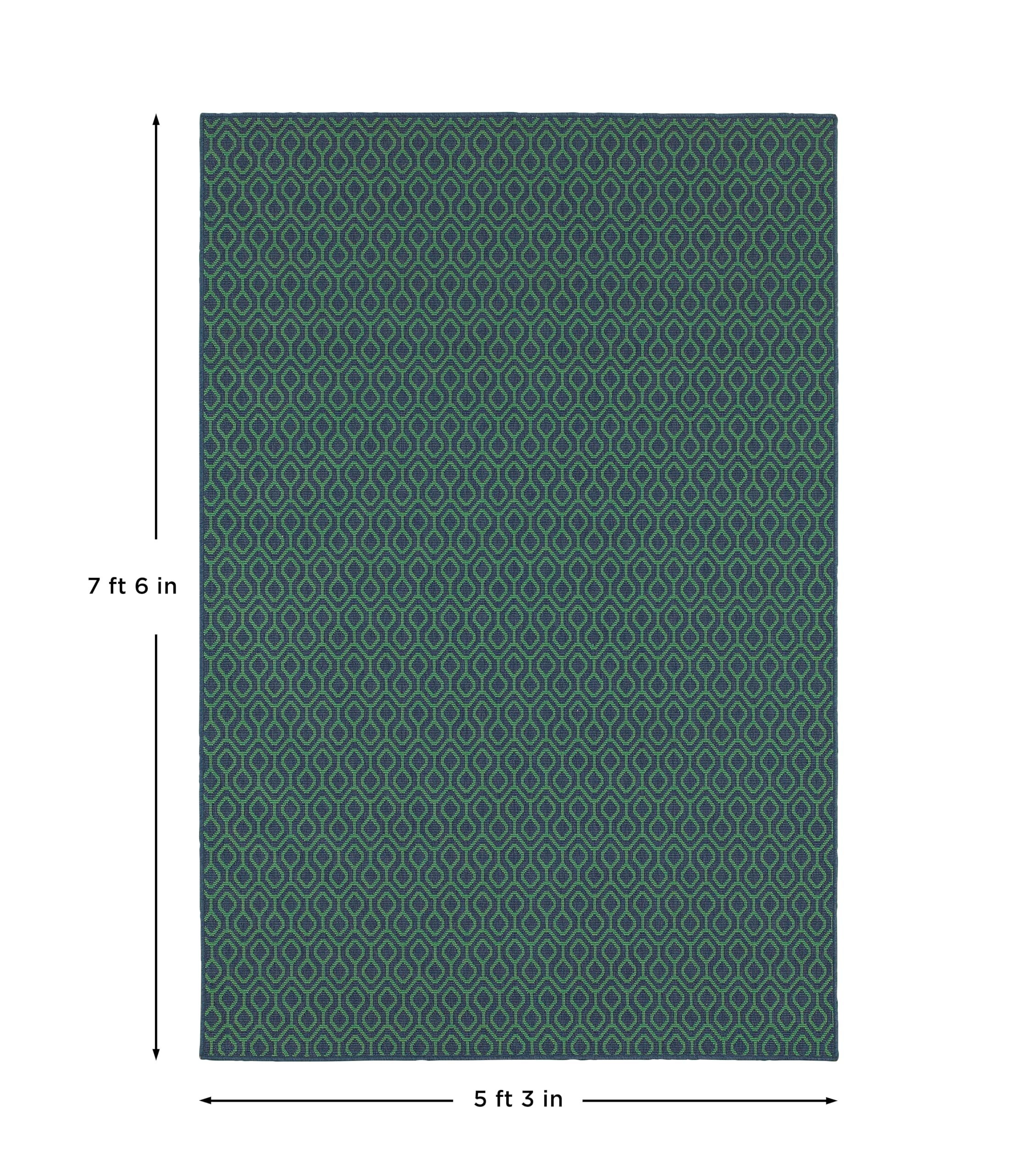 5' x 8' Navy and Green Meridian Area Rug - Soft Non-Slip Living Room Rug for Bedroom, Office & Home Decor
