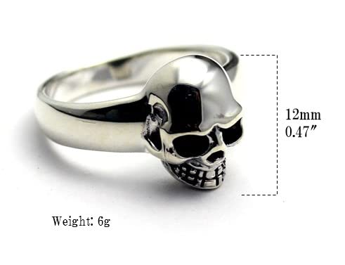 COSUMOSU 925 Sterling Silver Skull Punk Biker Rings for Men & Women - Gothic Jewelry, Edgy Fashion Accessories for Bikers, Rockers & Halloween Costumes