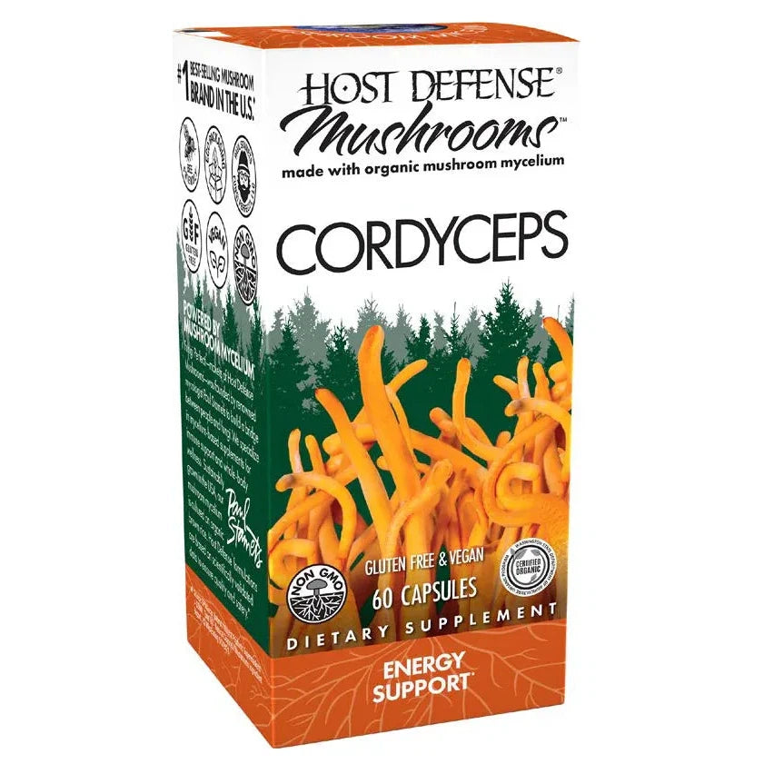 Host Defense Cordyceps Mushroom Supplement - Organic Immune Support & Energy Booster - Vegan Capsules for Wellness & Stamina - Perfect for Athletes, Fitness Enthusiasts & Immune System Support