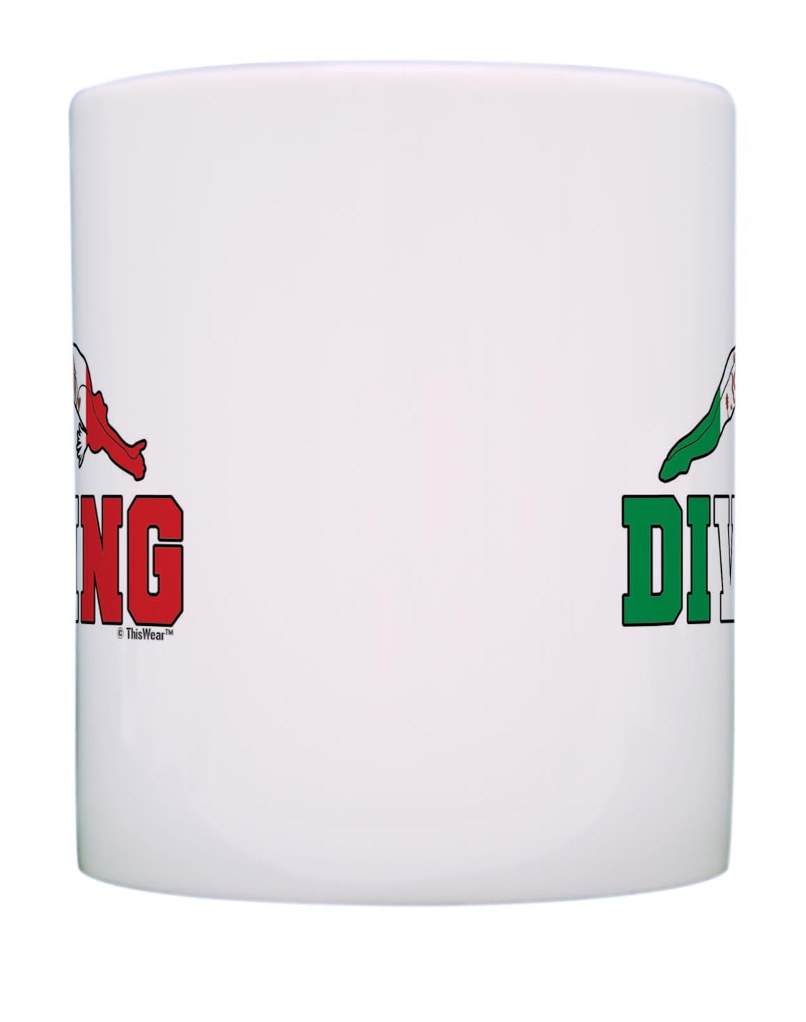 Mexican Pride Summer Games Gifts - 11oz Ceramic Coffee Mug with Handle for Sports Enthusiasts - Perfect for Diving Fans, Mexico Sports Decor & Hot Beverage Lovers