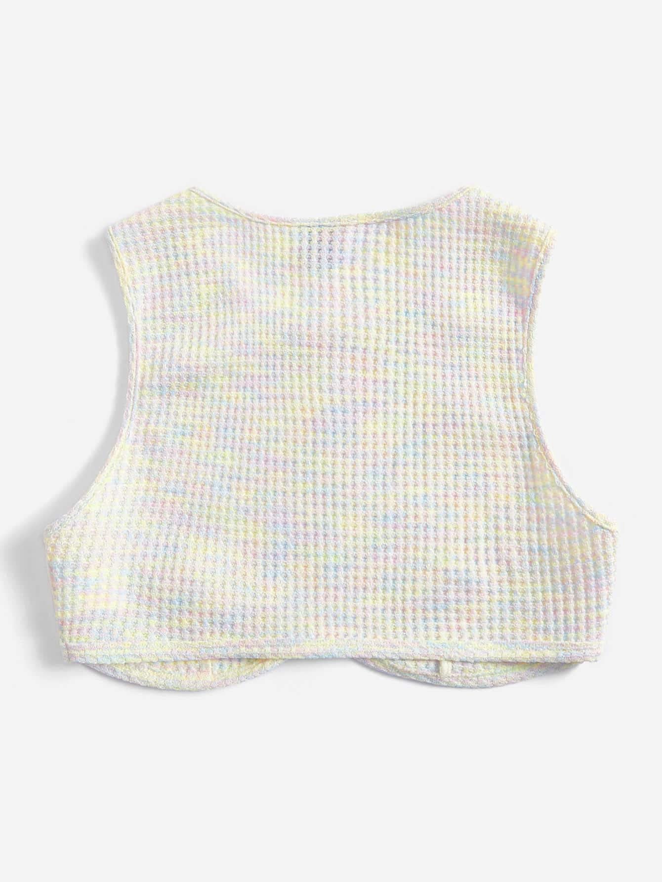 Floerns Women's Solid Waffle Knit Zipper Back Sleeveless Crop Tank Top - Casual Summer Tops for Streetwear, Layering & Beach Outfits