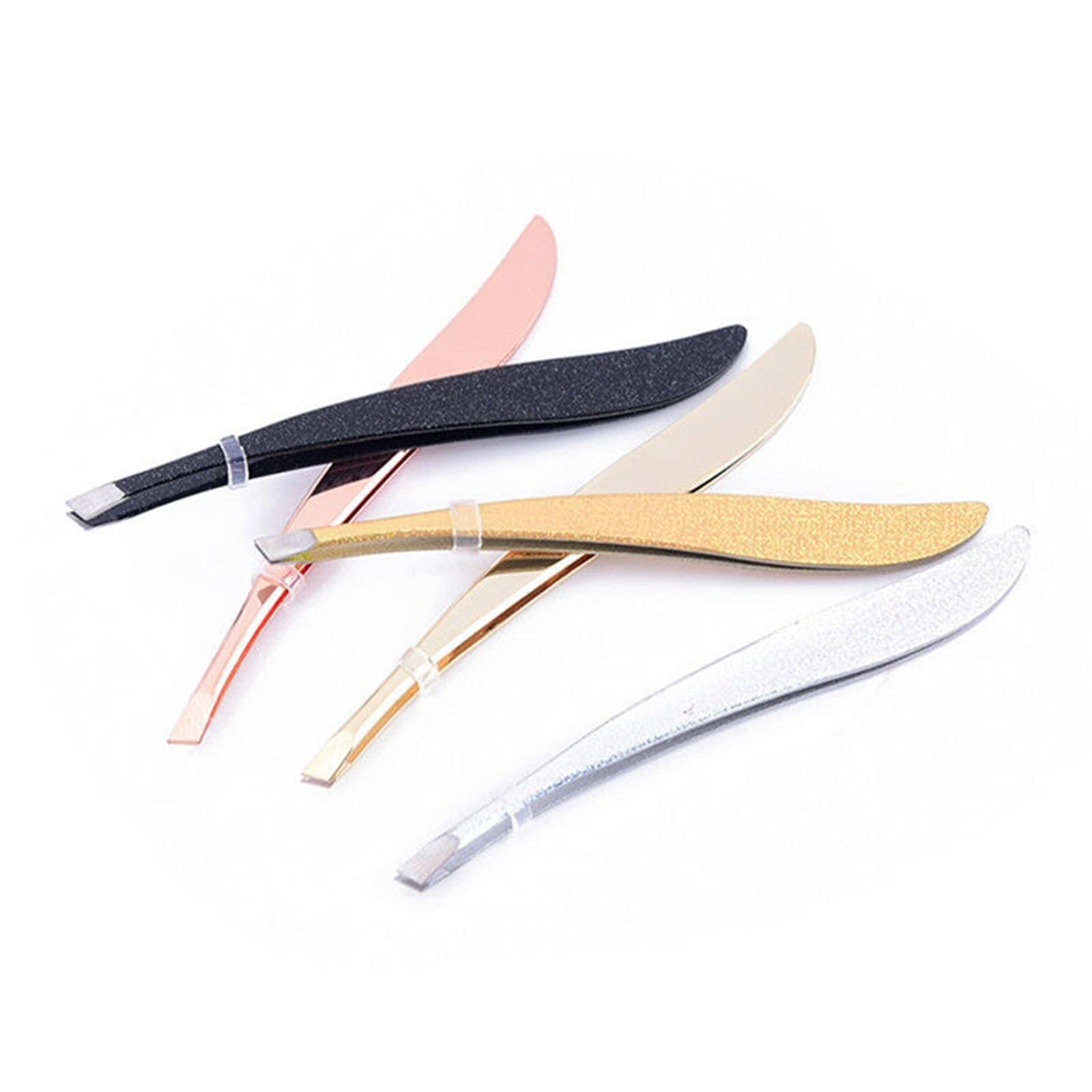 Premium Stainless Steel Hair Removal Tweezers - Slant Tip Eyebrow Tweezers for Precise Plucking, Grooming & Makeup (Black/Shiny Gold) - Perfect for Eyebrow Shaping, Facial Hair Removal & Beauty Care