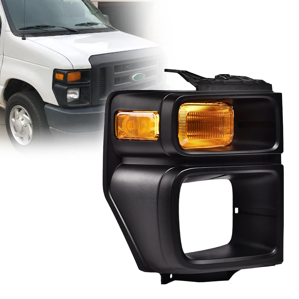 Ford E-Series Headlight Trim Bezel & Turn Signal Light (Right) 2008-2019 - for E150/E250/E350 Super Duty - Easy Parking & Night Driving