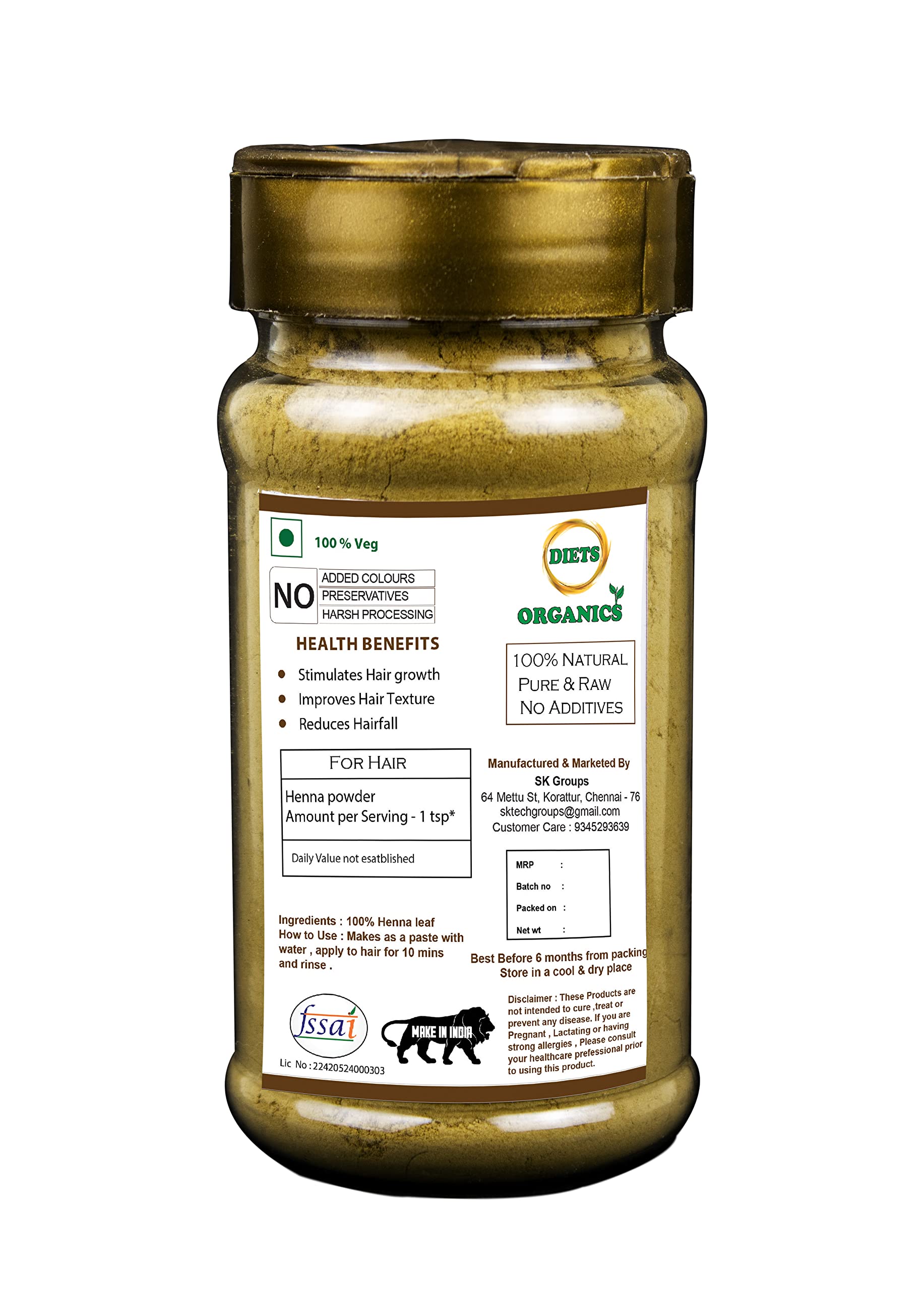 Organic Henna Powder for Hair Color & Growth - 100% Natural, Chemical-Free (100g) | Safe DIY Hair Dye & Conditioning Treatment for Men & Women | Perfect for At-Home Hair Care & Natural Styling