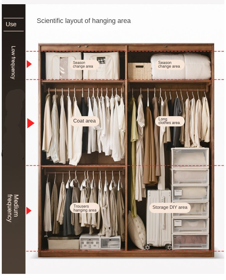 Modern Solid Black Walnut Wood Wardrobe - Stylish & Minimalist Closet Organizer for Bedroom, Walk-in Closet, or Guest Room Storage