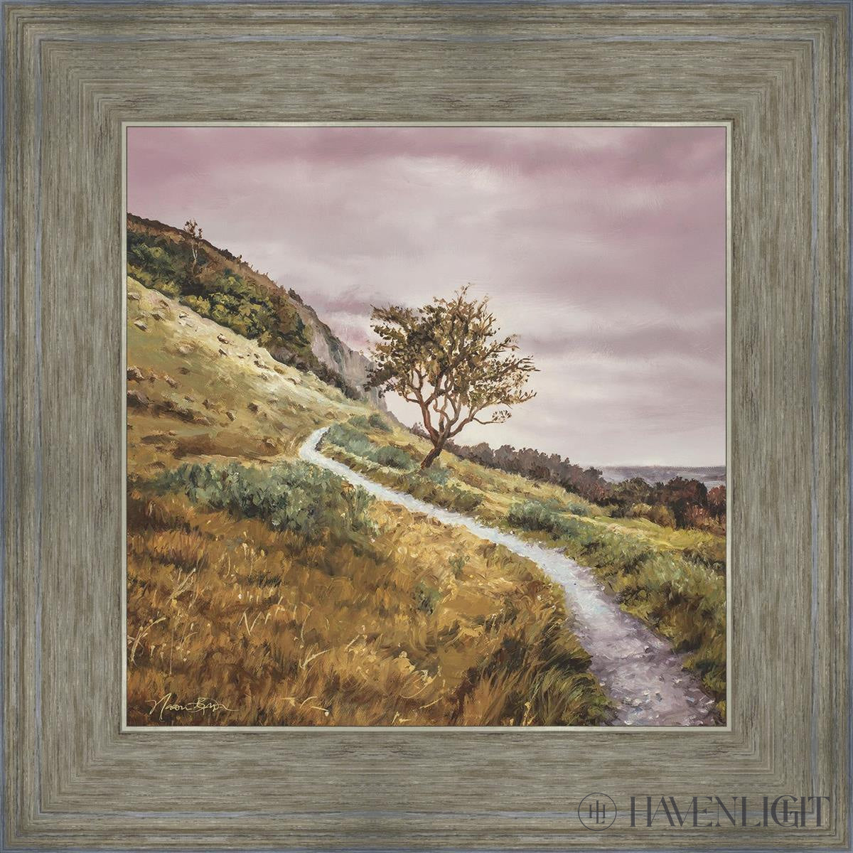 Broken Path Mountain Top Wall Art - Handmade Boho Decor for Living Room, Bedroom & Office - Inspirational Nature Landscape Painting for Home Decor