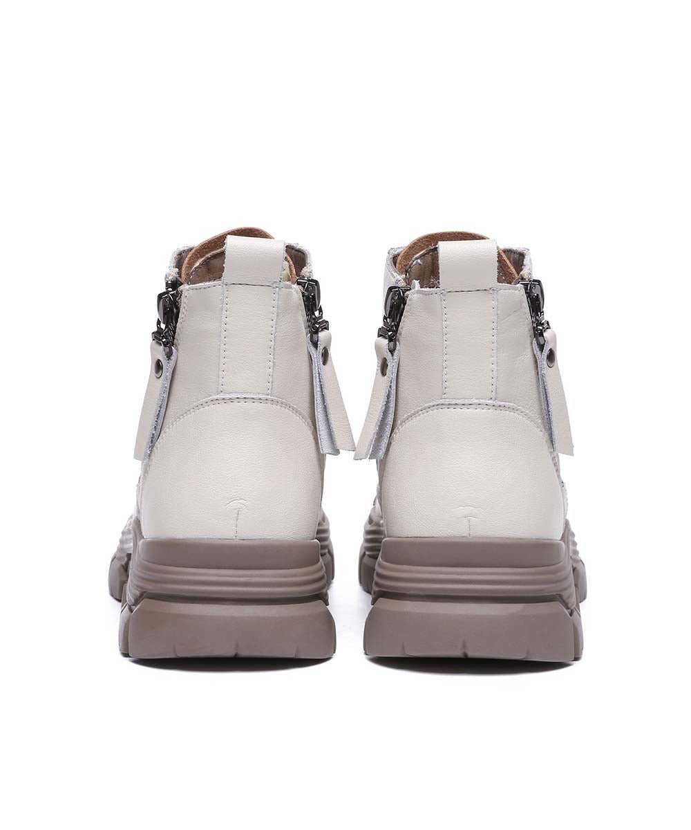 Women's Tall Leather Boots - Waterproof Ankle Booties for Winter, Fashionable Slip-Resistant Shoes for Women - Perfect for Outdoor Hiking, Casual Wear & Office