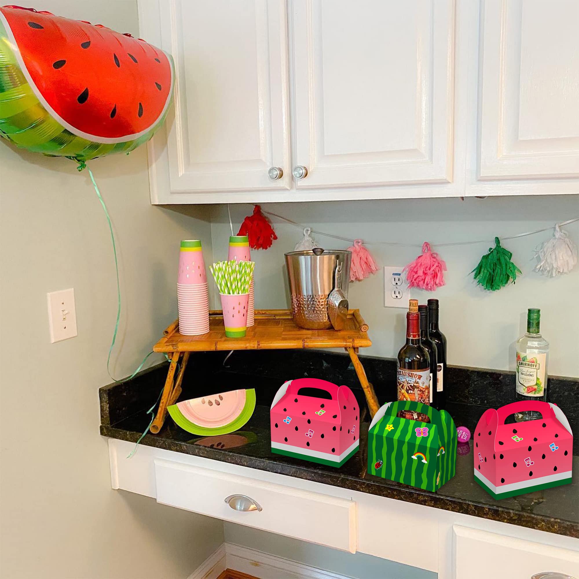16 Pcs Watermelon Themed Party Candy Bags | Cute Melon Goodie Gift Boxes for Birthday Party Favors & Decorations | Perfect for Summer BBQs, Kids Birthday Parties & Baby Showers