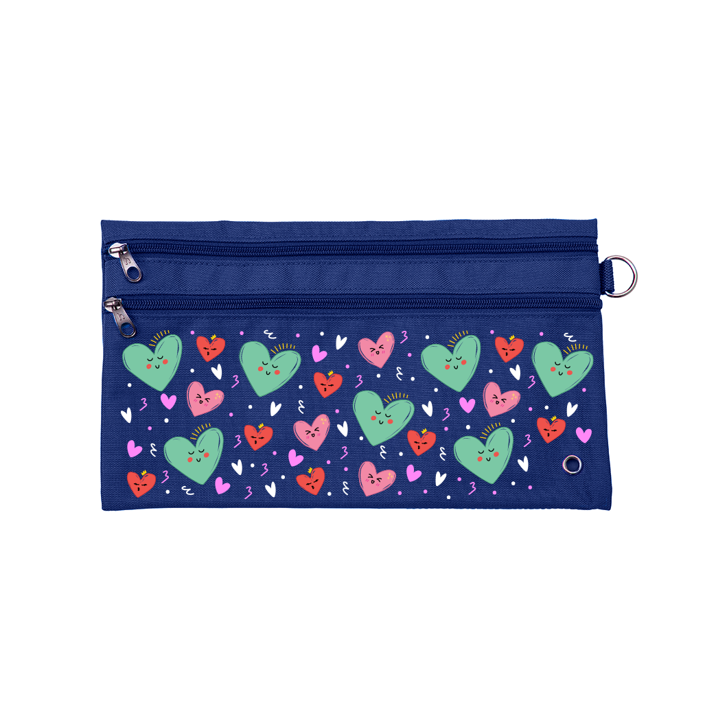 Sweet Hearts Pencil Case for School & Office - Cute Heart Design Zipper Pouch for Pens, Markers & Art Supplies - Perfect Gift for Students, Teachers & Stationery Lovers