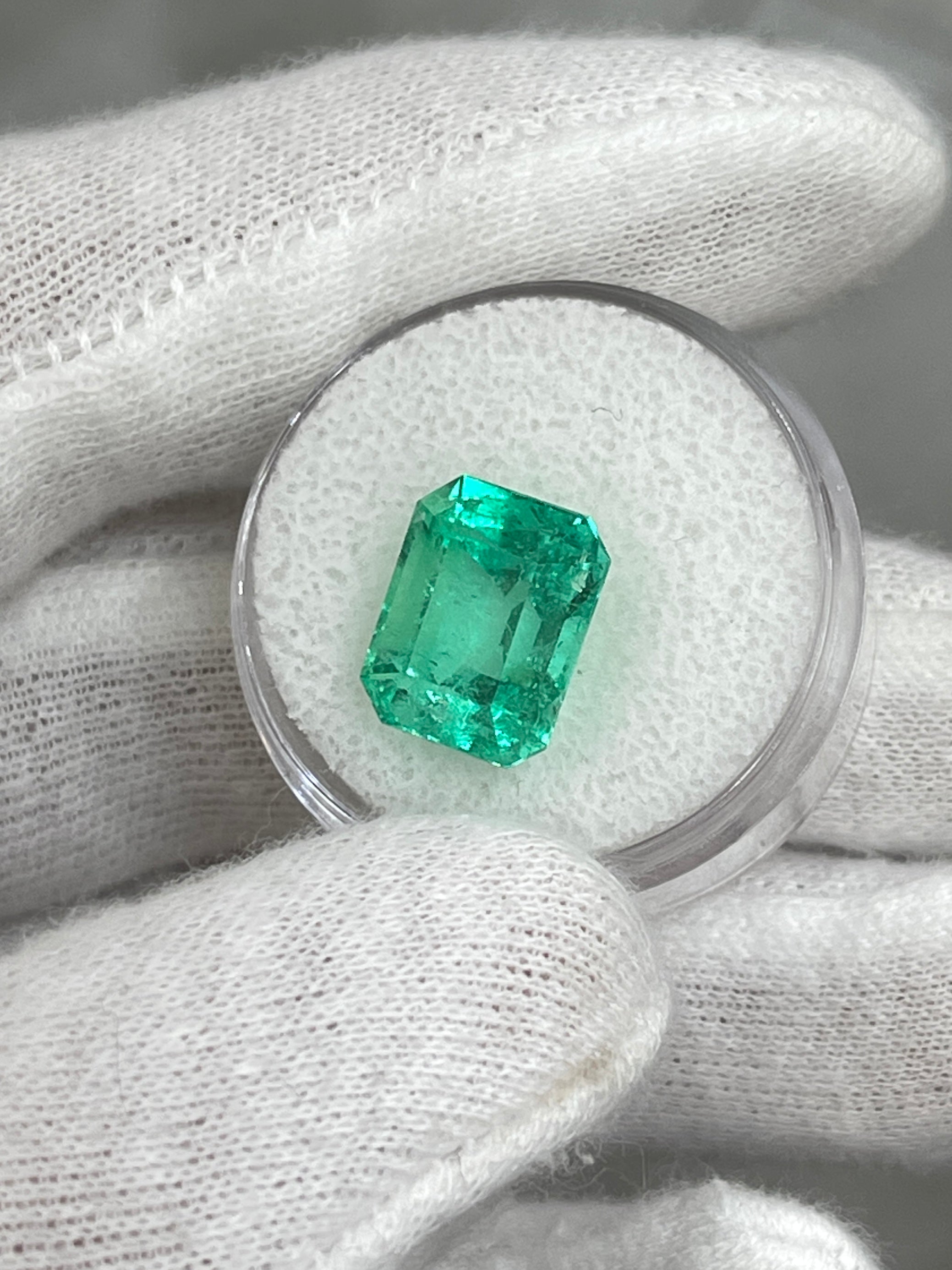 6.79 Carat 12x10mm Natural Loose Colombian Emerald - Classic Emerald Cut, Ethically Sourced, AAA Quality Green Gemstone for Jewelry Making, Engagement Rings & Luxury Gifts