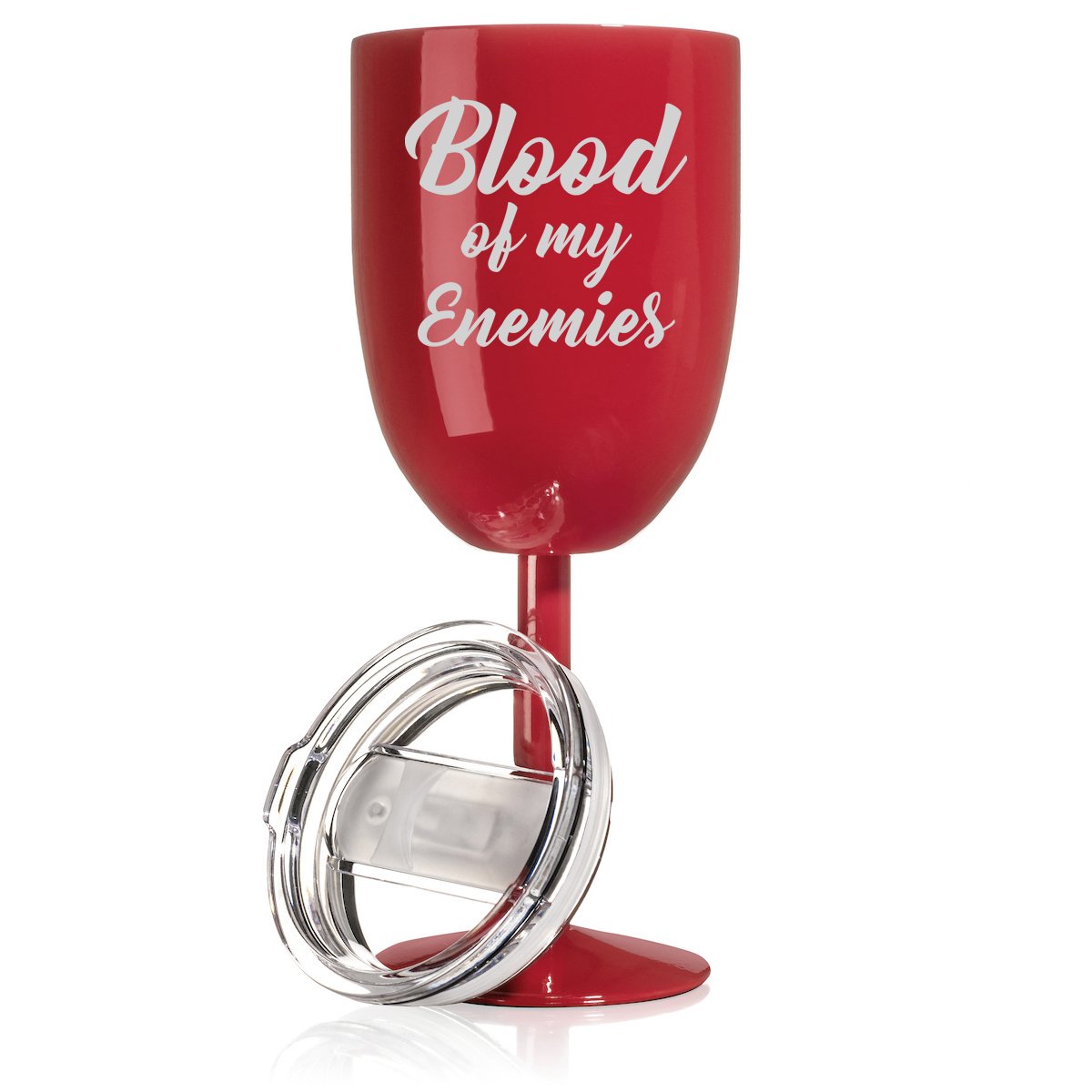 14 oz Double Wall Vacuum Insulated Stainless Steel Wine Tumbler with Lid - Blood Of My Enemies (Red) - Perfect for Outdoor Picnics, Camping & Gifts