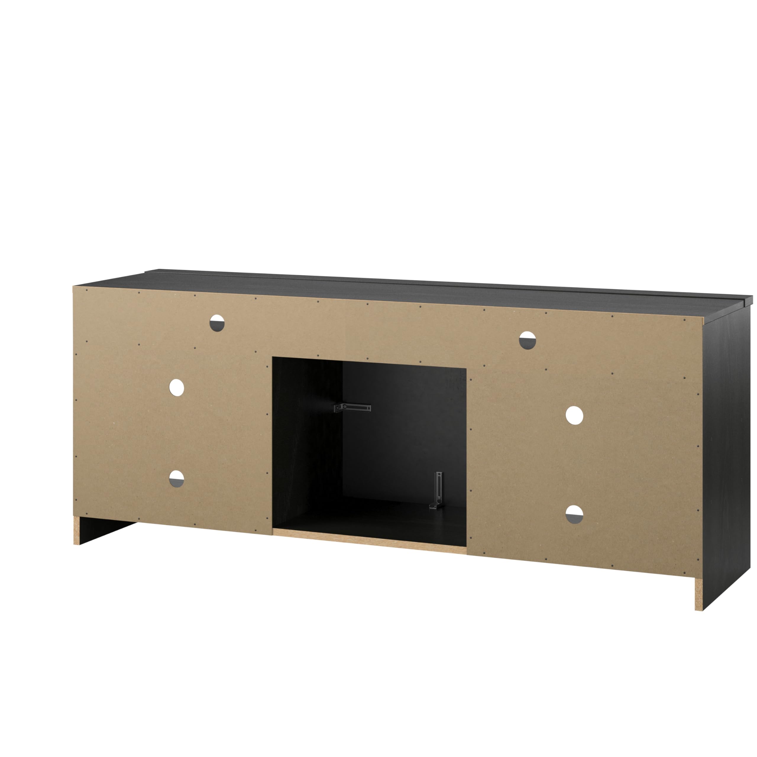 Ameriwood Home Hendrix 65 Inch Fireplace TV Stand with Electric Heater Insert - Realistic Log & Flame Effect - Black Oak Finish for Living Room & Bedroom - Perfect for Home Entertainment & Cozy Winter Nights