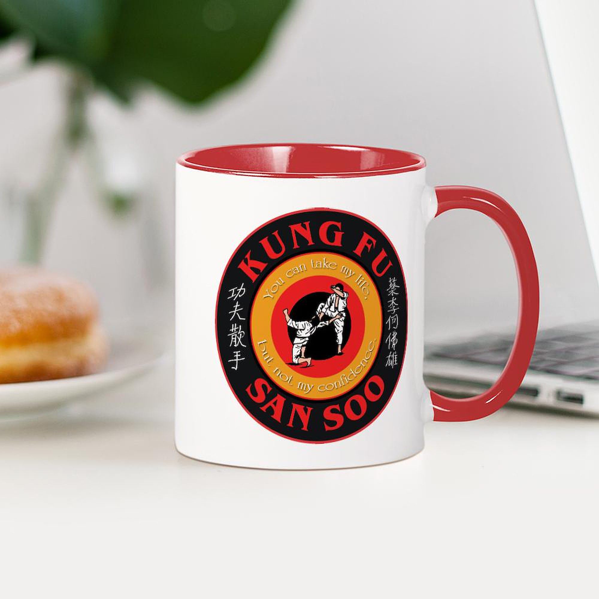 San Soo Kung Fu 11 oz Ceramic Coffee Mug - 325ml White Tea Cup for Martial Arts Enthusiasts - Perfect for Home, Office & Training Studio Use