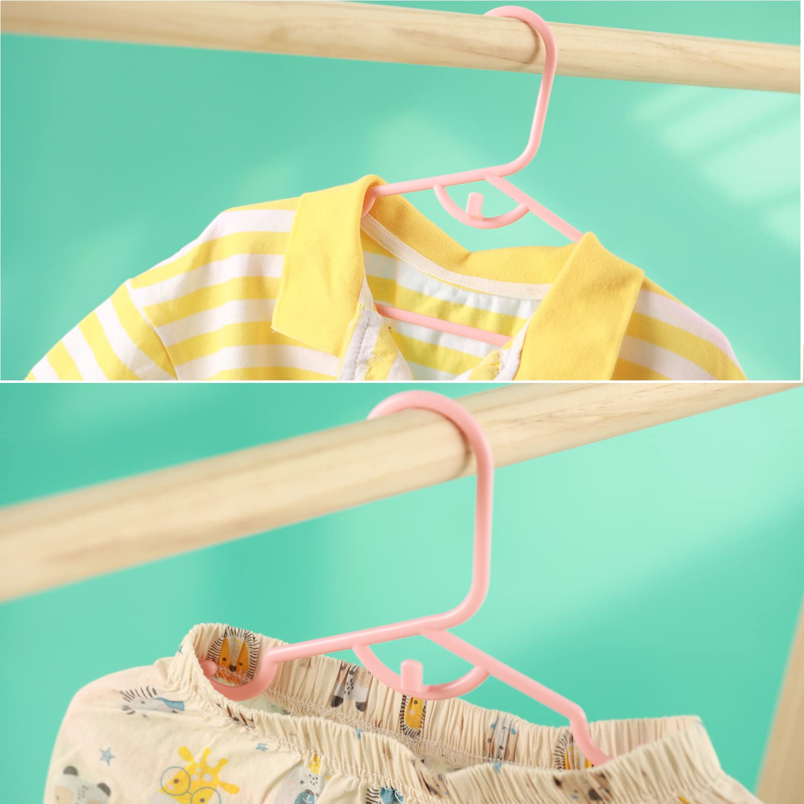 60 Pack Baby Clothes Hangers with Clips - Space Saving Plastic Nursery Hangers for Newborn, Infant & Toddler - Stackable Closet Organizer for Kids Wardrobe (Perfect for Nursery, Daycare & Travel)