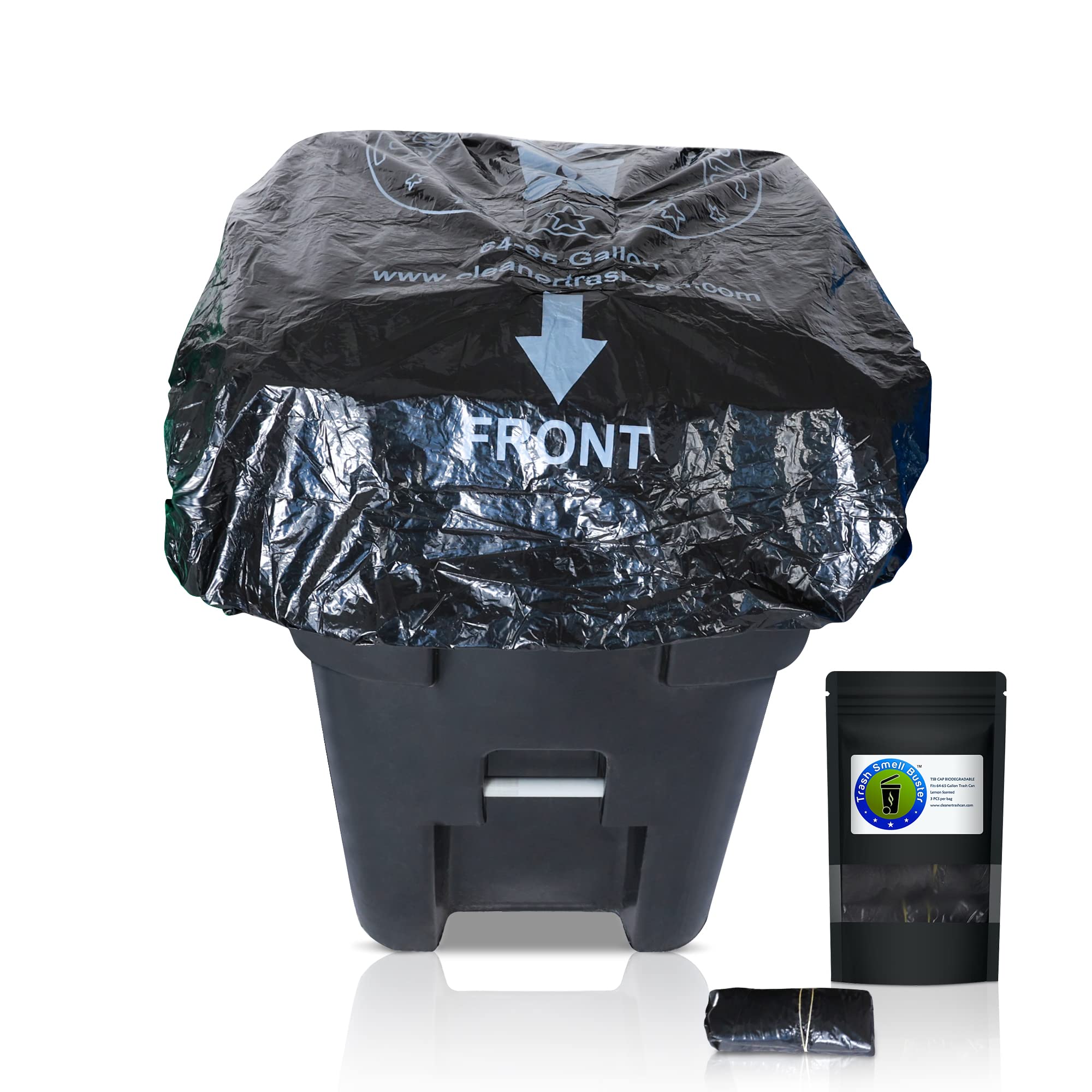 64 Gallon Trash Can Cover with Elastic Rubber Band - Odor Eliminating Bag for Garbage Bins | Durable, Chemical-Free Solution for Kitchen, Bathroom & Outdoor Use