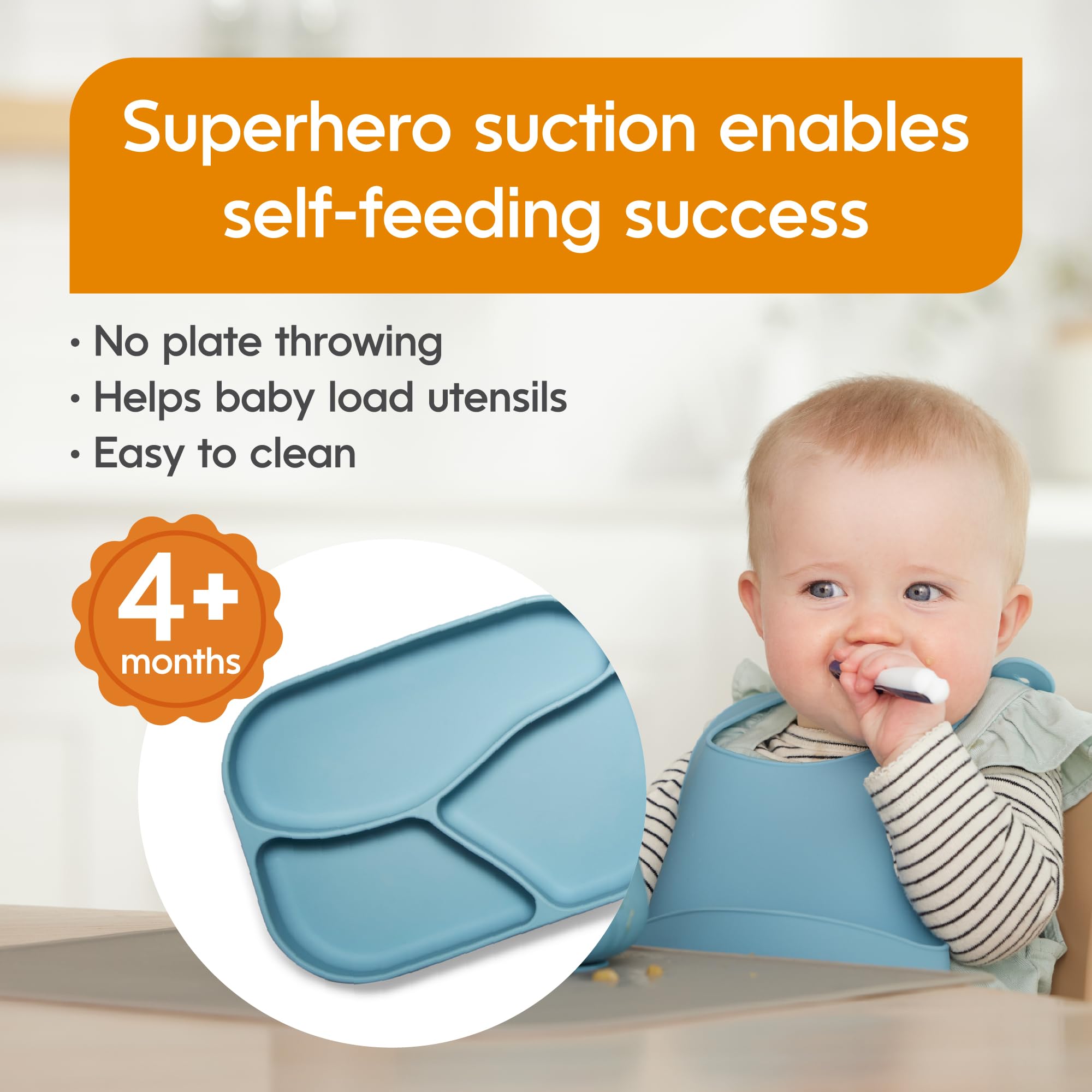 NumNum Silicone Toddler Suction Plates – 100% Food Grade Divided Baby Plates, BPA-Free & Dishwasher Safe – Non-Slip Kids Plates for High Chair & Dining Table – Perfect for Mess-Free Meals & Travel – 2 Pack + GOOtensils (Green)