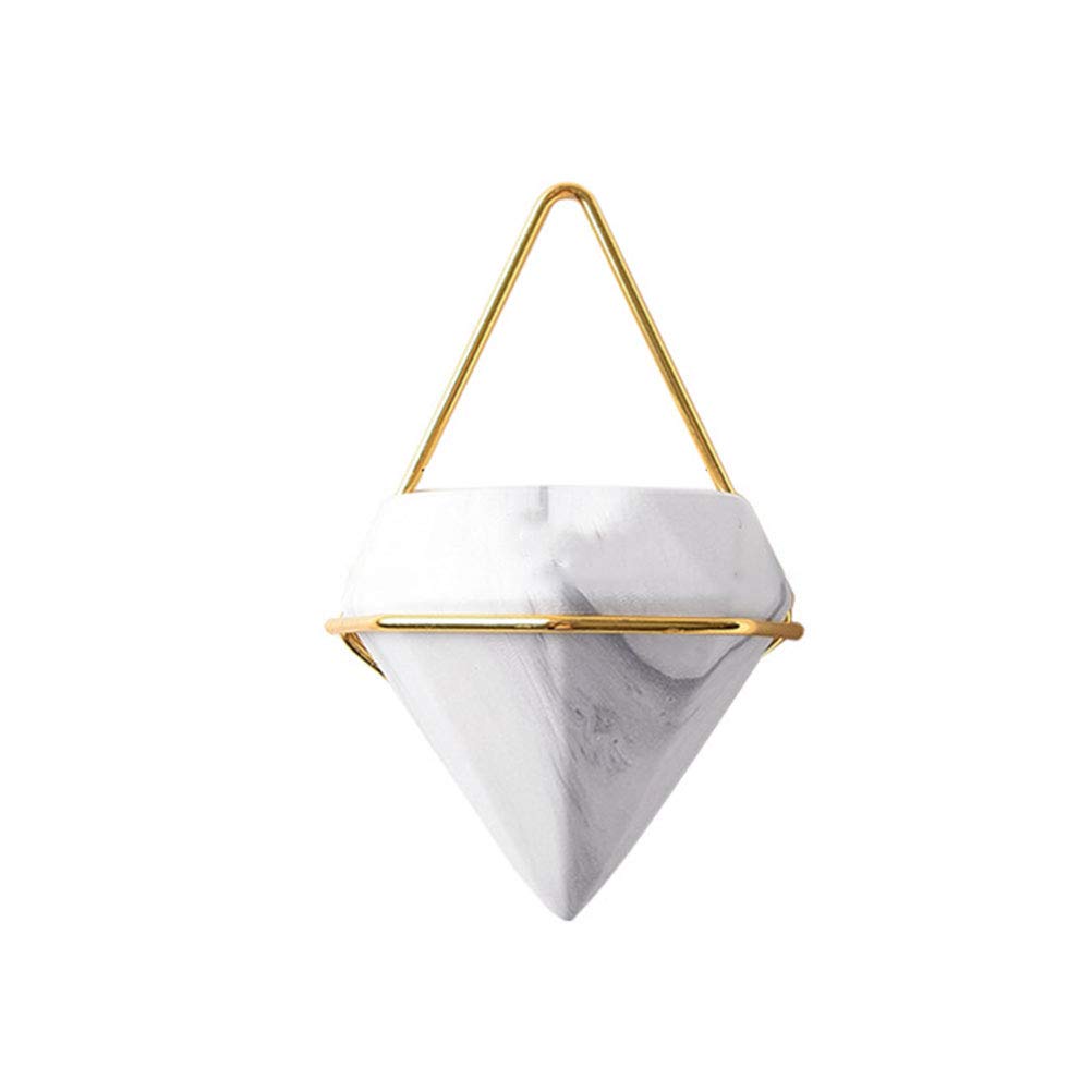 BESPORTBLE Marble Diamond Shaped Wall Hanging Planter - Small Golden Succulent Pot for Home Decor | Perfect for Living Room, Bedroom & Office Plants