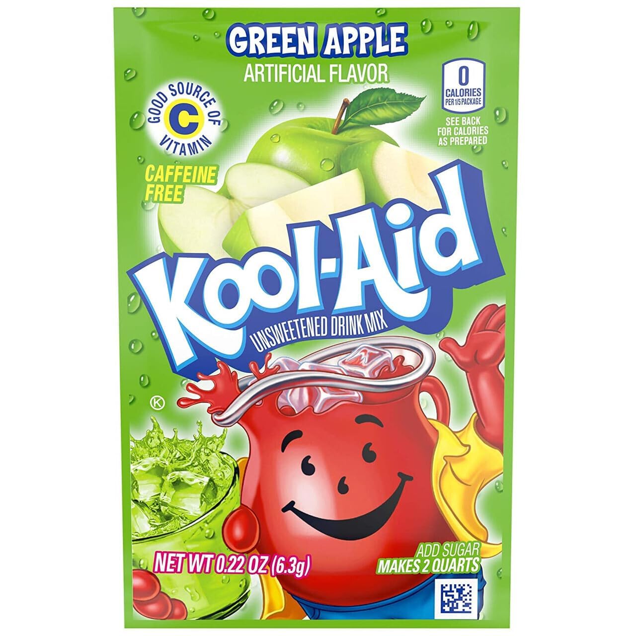 Kool-Aid Green Apple Drink Mix - 8 Packets | Refreshing Powdered Beverage for Kids & Parties | Summer BBQ, Picnics, Sports Events & Family Gatherings