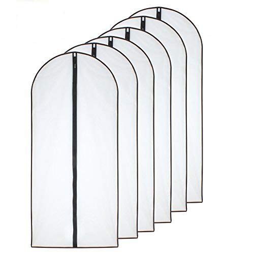 6-Pack Black Breathable Hanging Garment Bags with Clear Full Zipper - 24