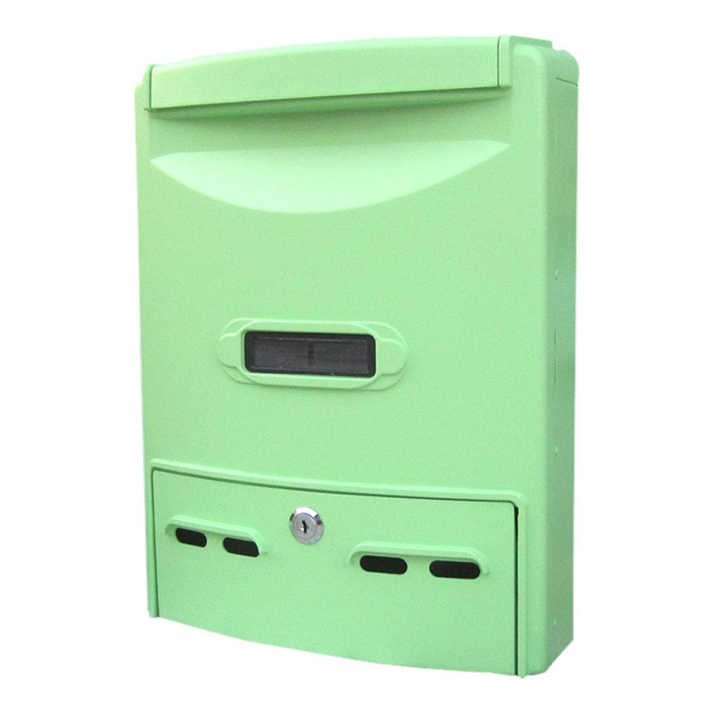 Wall Mounted Lockable Mailbox - Outdoor Weatherproof Letter Box for Newspaper & Receipts - Villa, Garden & Home Use (Green)
