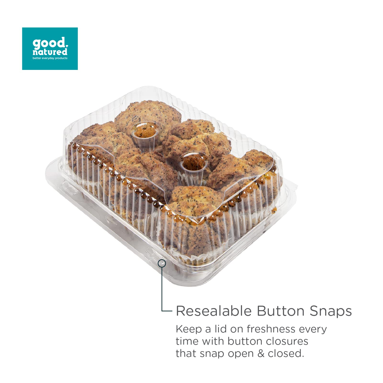 6-Pack Classic Cupcake & Muffin Containers - 250 Count Plant-Based Clear Baking Boxes with Lids (3 Inch) - BPA-Free Eco-Friendly Food Packaging for Parties, Bakeries & Dessert Displays