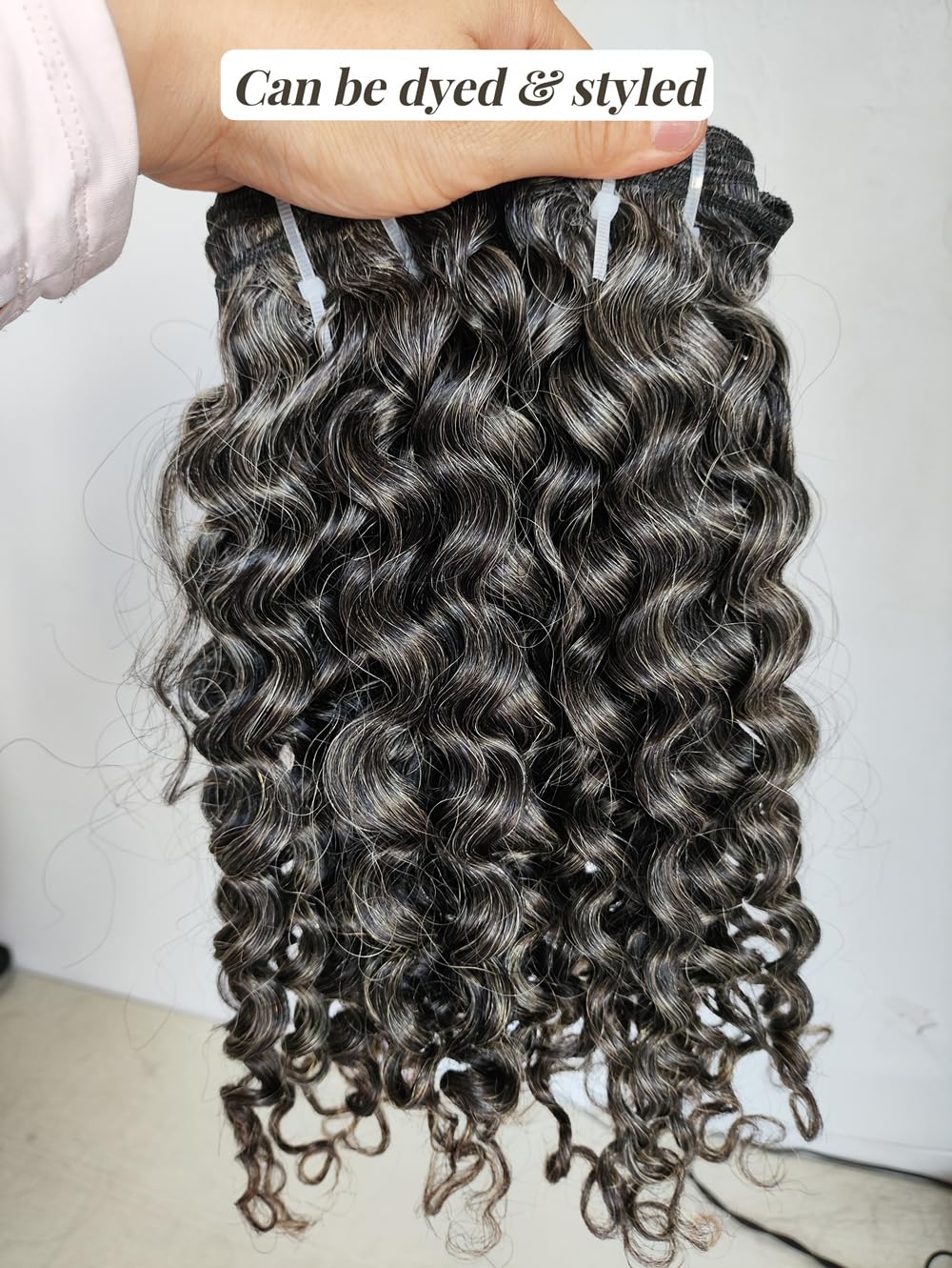 Salt and Pepper Gray Jerry Curly 100% Virgin Human Hair Bundles - 14 Inches 2 Bundles (50% Gray Mixed Black) | Raw Hair Weave Extensions for Styling & Coloring | Perfect for Natural Hairstyles, Protective Styling & Everyday Wear