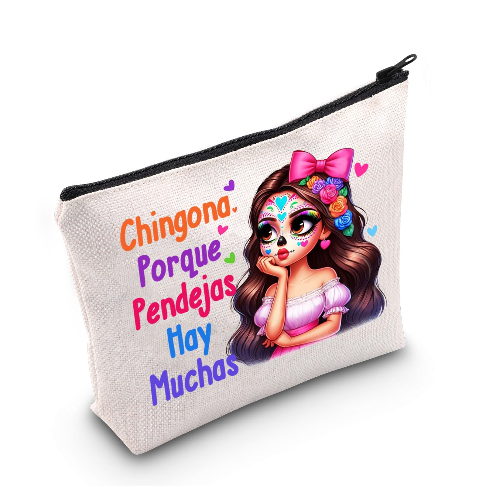 Funny Chingona Festival Makeup Bag - Perfect Gift for Chingona Lovers & Mexico Enthusiasts - Great for Travel, Cosmetics & Festival Accessories
