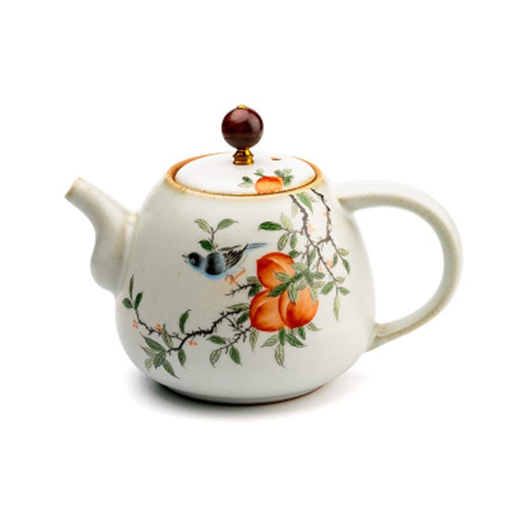 Hand-Painted Porcelain Teapot - 280ml Ceramic Tea Pot with Infuser for Loose Leaf & Tea Bags - Elegant Red Small Bubble Teapot for Afternoon Tea, Gift Giving & Home Decor