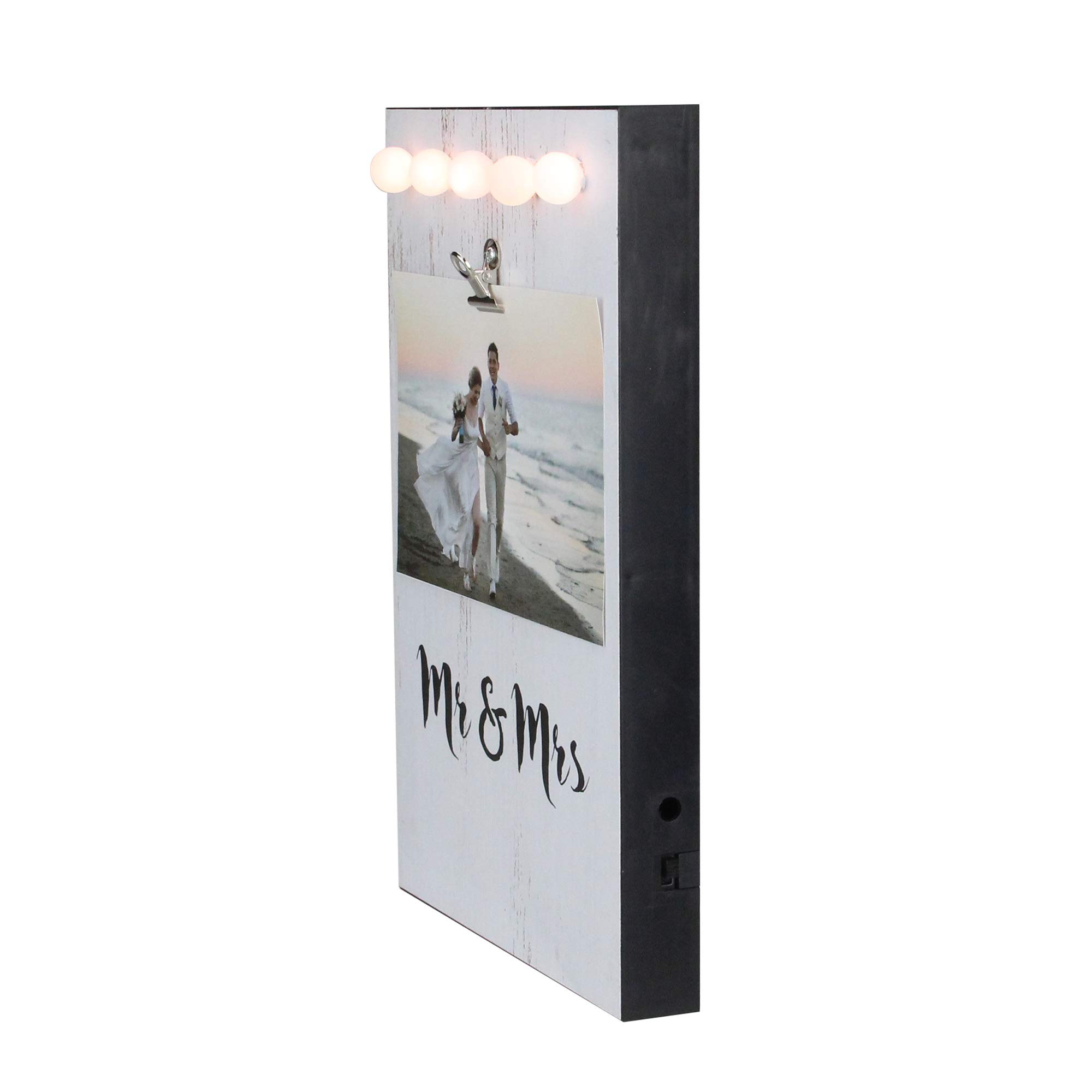 Northlight LED Lighted Mr & Mrs Picture Frame with Clip - Holds 4