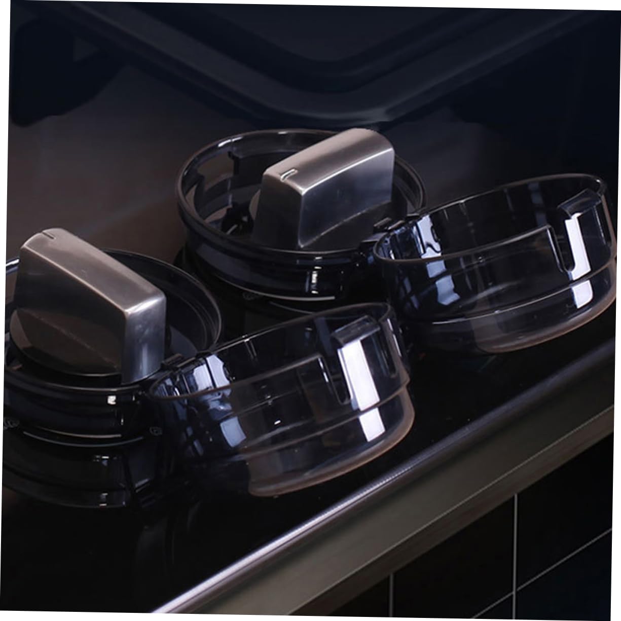 Universal Gas Stove Knob Covers - Childproof Safety Protectors for Kitchen Stove Knobs (Set of 4, Black) | Prevent Accidental Gas Leaks & Toddler Burns - Ideal for Homes with Kids & Elderly Safety