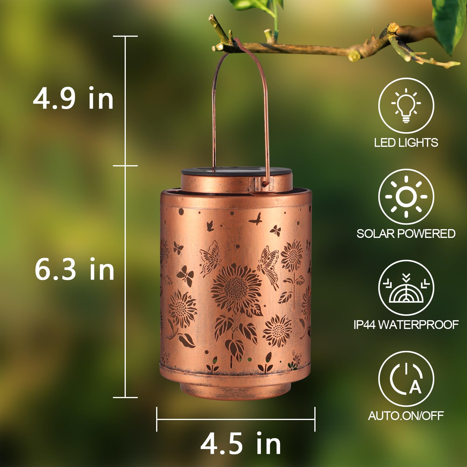 2 Pack Solar Outdoor Lanterns - Waterproof LED Garden Lights with Sunflower & Butterfly Design, Perfect for Patio, Yard, Pathway Decor - Ideal Gift for Women, Mom, Grandma - Great for Outdoor Parties, Weddings & Evening Ambiance