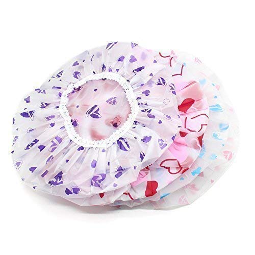 3-Pack Waterproof Reusable Shower Caps for Women, Men & Kids - Soft Elastic Hair Protection for Bathing, Swimming, Spa & Salon Use - Multicolor (Perfect for Home, Travel & Hair Treatments)
