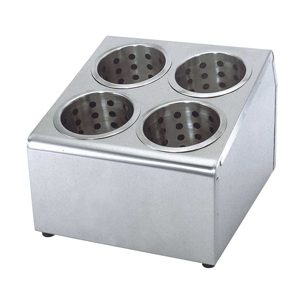 4-Hole Stainless Steel Flatware Holder - Durable Kitchen Utensil Organizer for Forks, Spoons & Knives - Perfect for Dining Table, Kitchen Counter & Restaurant Use