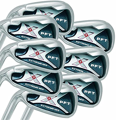 Left Handed PFT X9 Extreme MOI Iron Set for Women - 8-Piece Golf Clubs (4-SW) with Lady Flex Shaft - Perfect for Petite Players 5' to 5'3