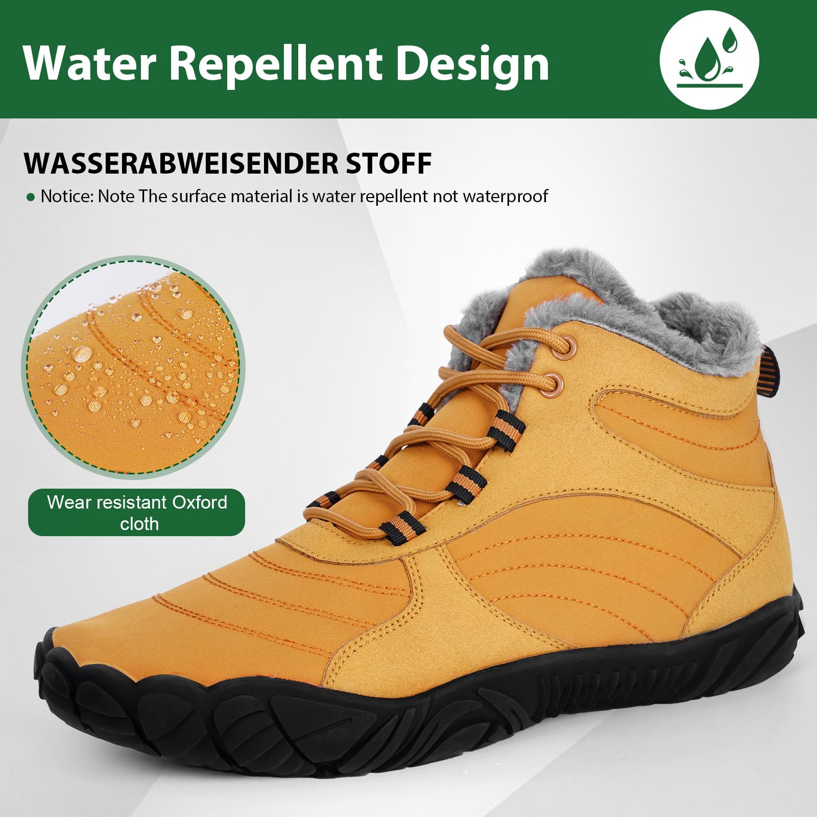 Winter Barefoot Shoes for Women & Men - Waterproof Minimalist Snow Boots with Wide Toe Box & Non-Slip Sole - Perfect for Running, Walking & Outdoor Activities in Cold Weather