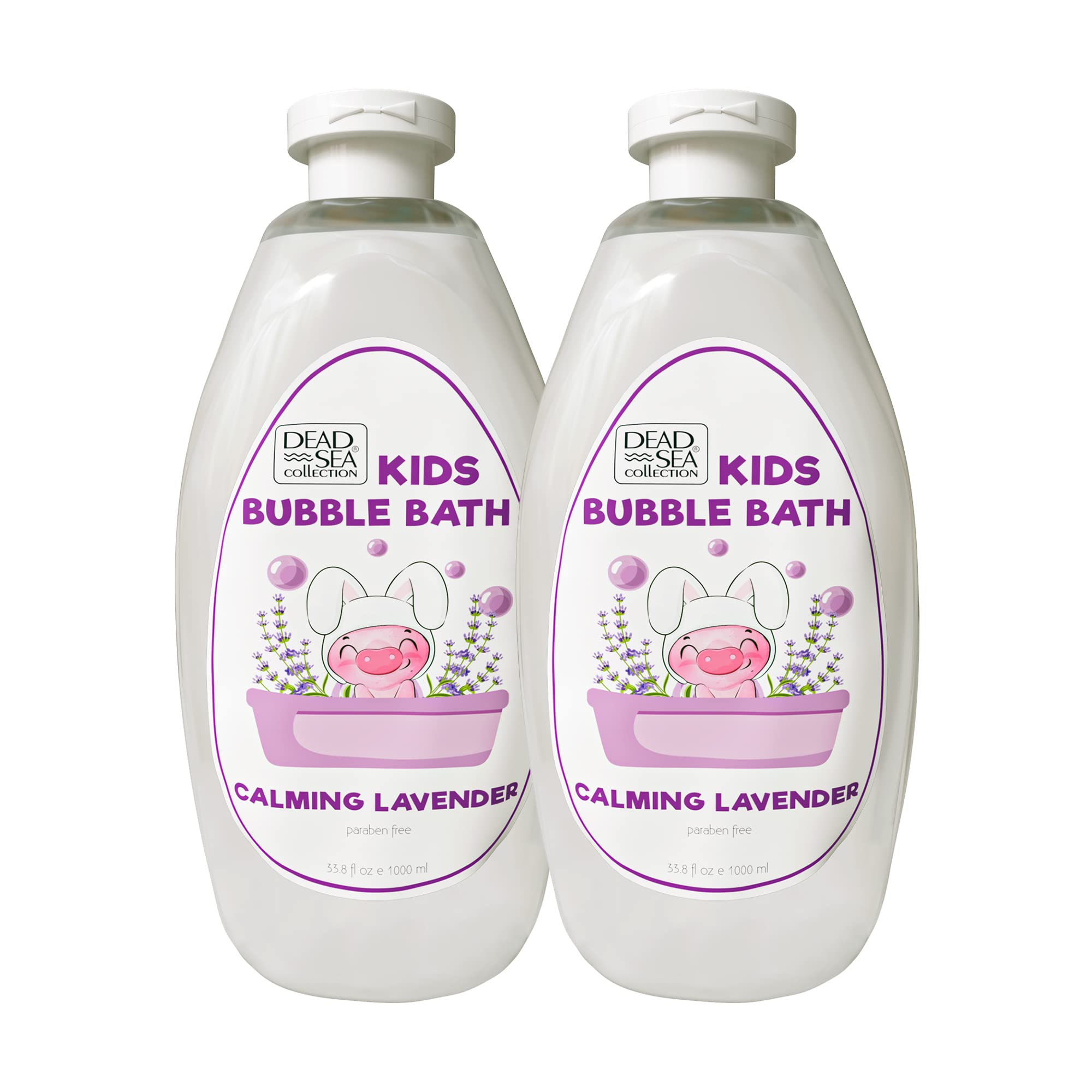 Dead Sea Lavender Bubble Bath for Kids - Hydrating & Cleansing Liquid Bath Bubbles with Lavender Oil & Pure Dead Sea Minerals - 2 Pack Large Bottles (67.6 fl.oz) - Perfect for Relaxing Bedtime & Sensitive Skin Care