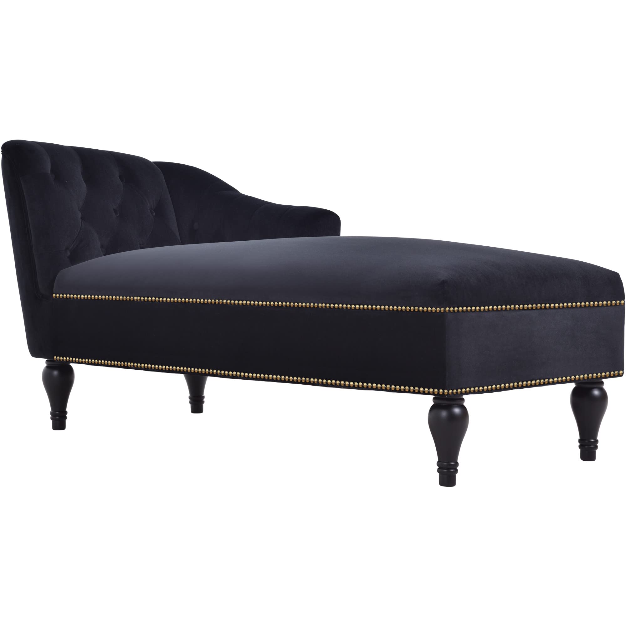 Velvet Upholstered Chaise Lounge Chair - Modern Corner Sofa Bed for Living Room, Bedroom & Office - Small Space Furniture for Apartments (Black) | Perfect for Relaxing, Reading & Napping