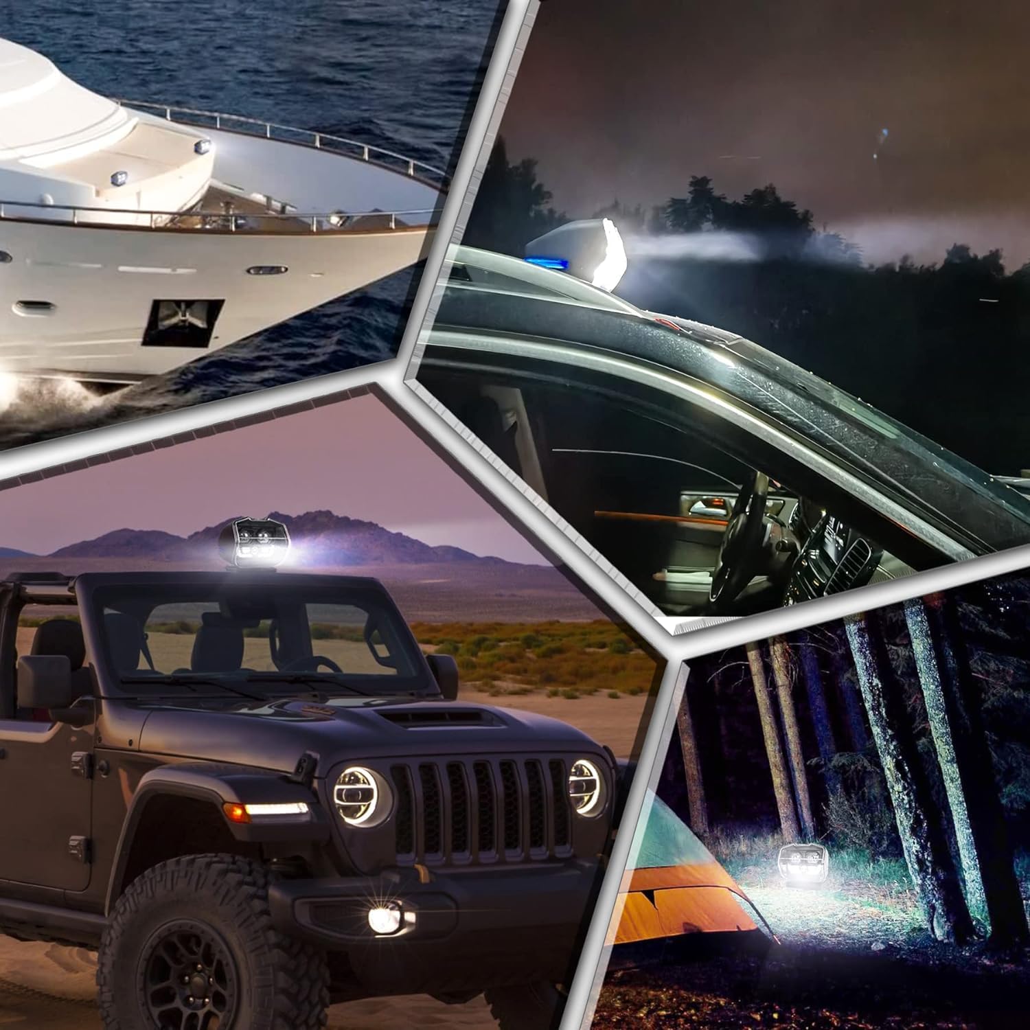 360° Rotating LED Search Light with Wireless Remote Control - Strong Magnetic Base & Permanent Mount - Auto-Search Truck Spot Light for Marine, Boat, SUV, Farm, Off-Road & Emergency Use - Waterproof & Durable for Outdoor Adventures