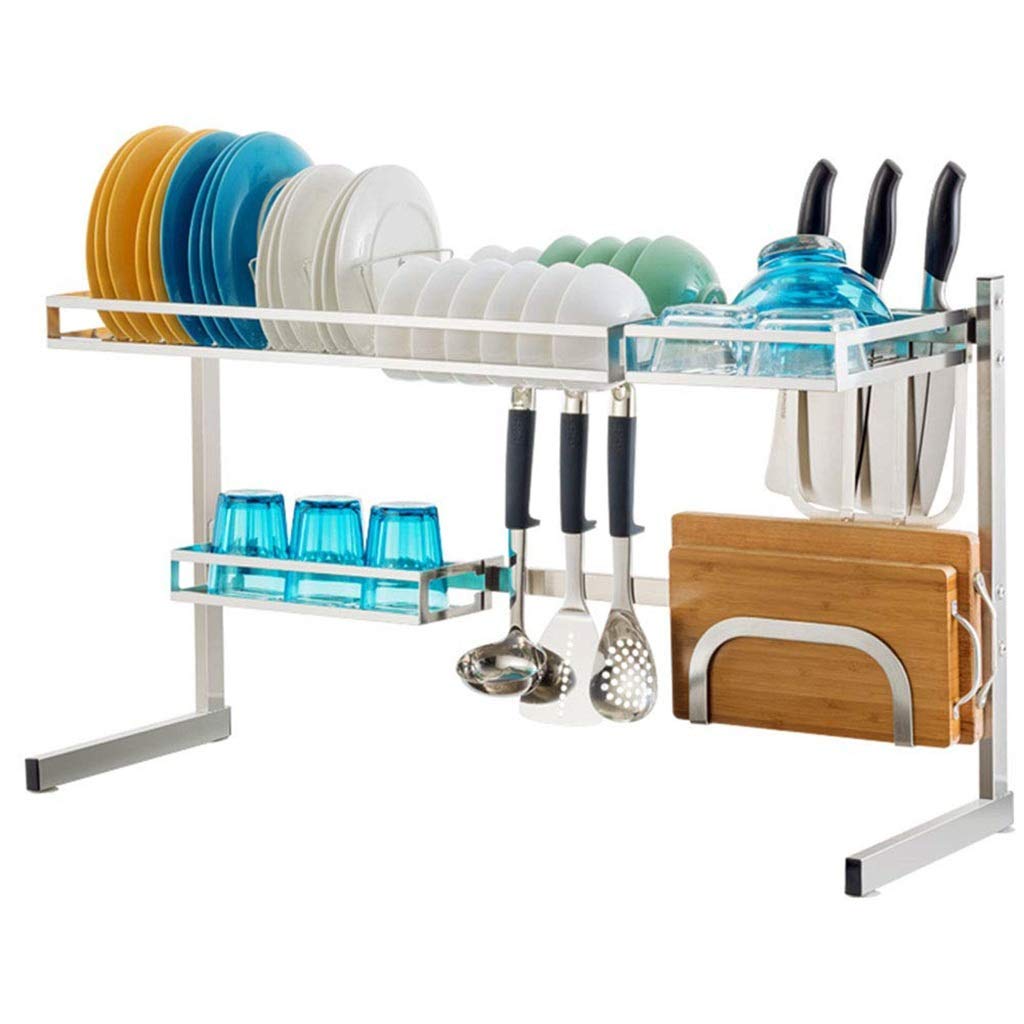 Stainless Steel Over The Sink Dish Drainer - Space Saving Countertop Organizer for Dishes, Utensils & Kitchenware | Perfect for Small Kitchens, RVs & Apartments