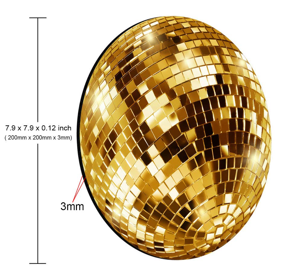 Smooffly Gold Disco Ball Round Mouse Pad - Custom Glitter Sequin Computer Mousepad for Laptop & PC - Perfect for Gaming, Office Work & Disco Party Decor