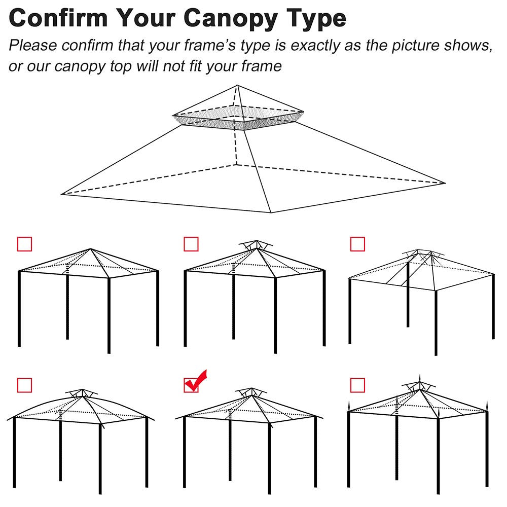 12x12ft 2-Tier Replacement Canopy for Harbor Gazebo GFS01250A - Durable Outdoor Shelter for Patio, Backyard, and Camping