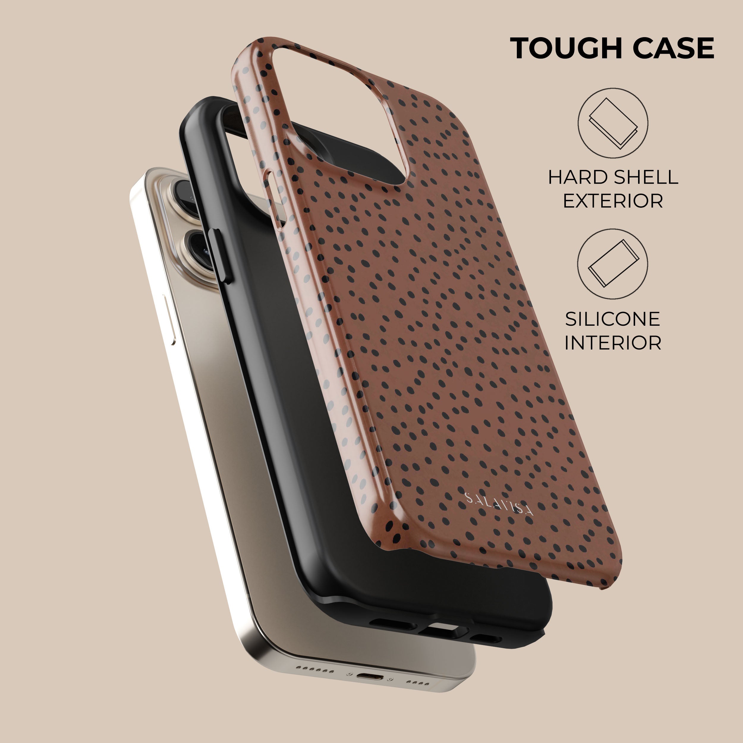Stylish Burnt Orange Polka Dots Phone Case - Trendy Protective Cover for iPhone & Samsung | Perfect for Everyday Use, Work & Travel