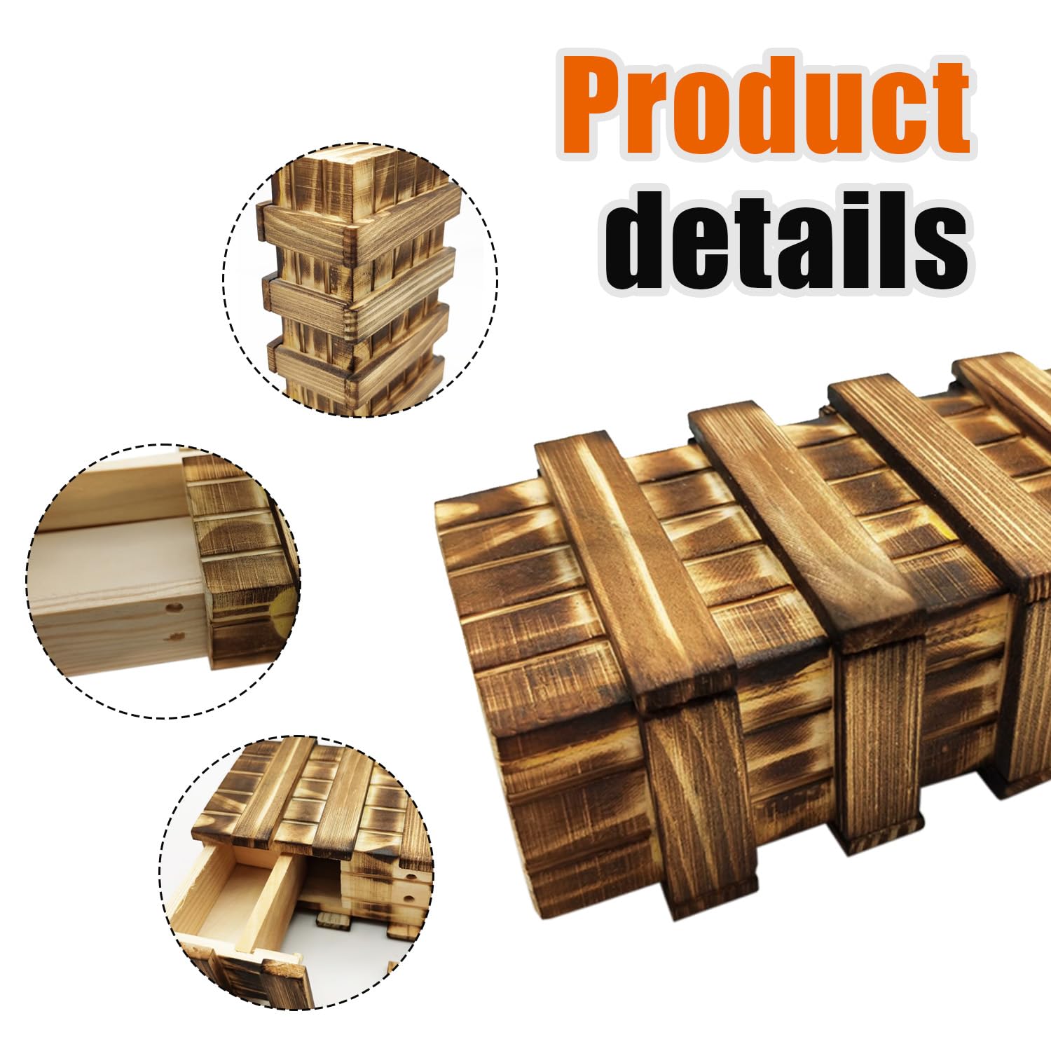 2PCS Wooden Secret Puzzle Box with 2 Hidden Compartments - Magic Brain Teaser Gift Box for Adults & Kids - Christmas Present, Educational Toy, Keepsake Box for Home Décor & Party Favors