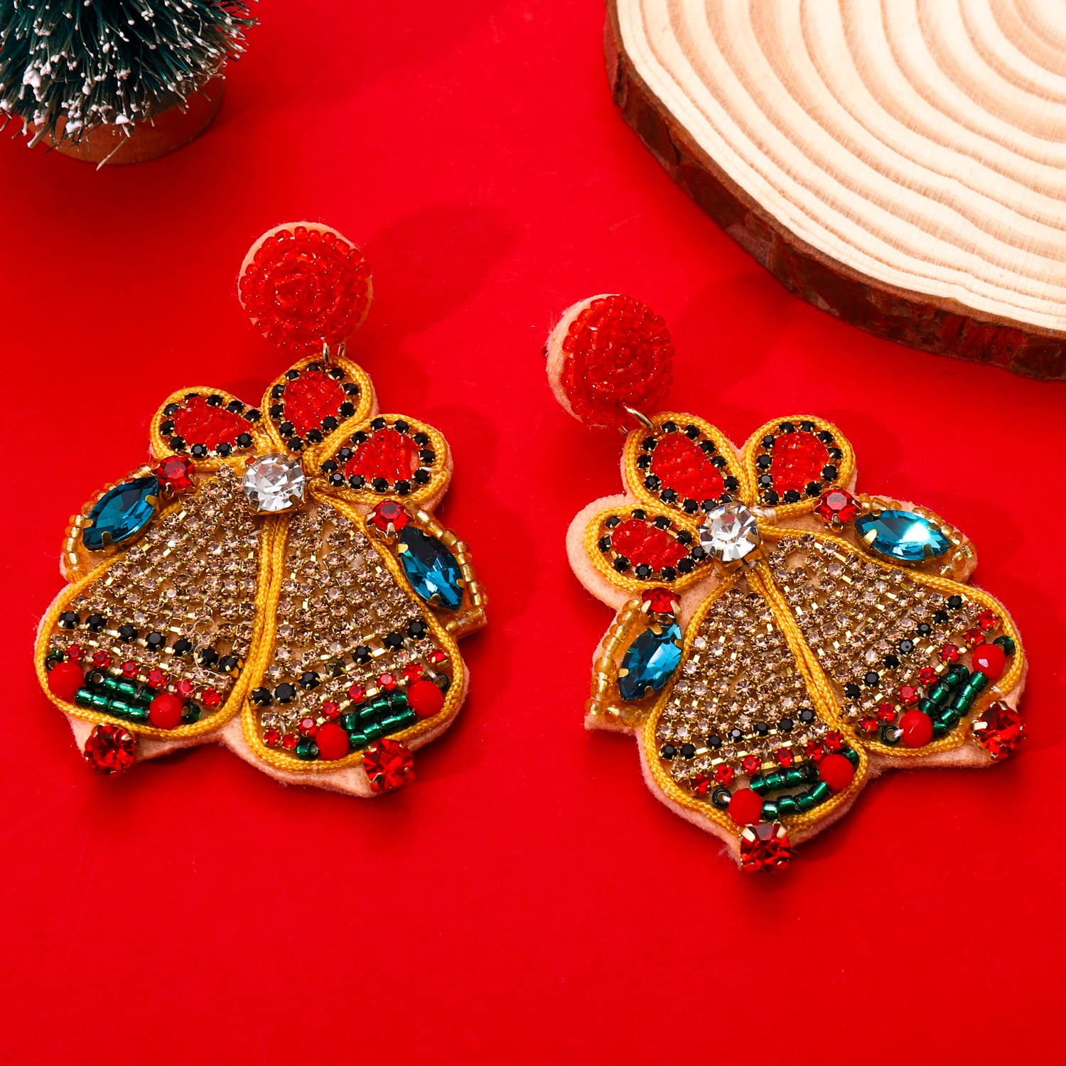 Bohemian Handmade Colorful Seed Beaded Drop Earrings for Women - Christmas Dangle Earrings Gift Set | Perfect for Holiday Parties, Festive Outfits & Gift Giving