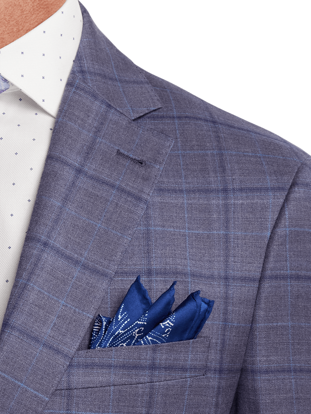 Men's Wool Stretch Windowpane Single Breasted Notch Lapel Sport Coat - Purple | Business Casual Blazer for Office, Weddings & Formal Events