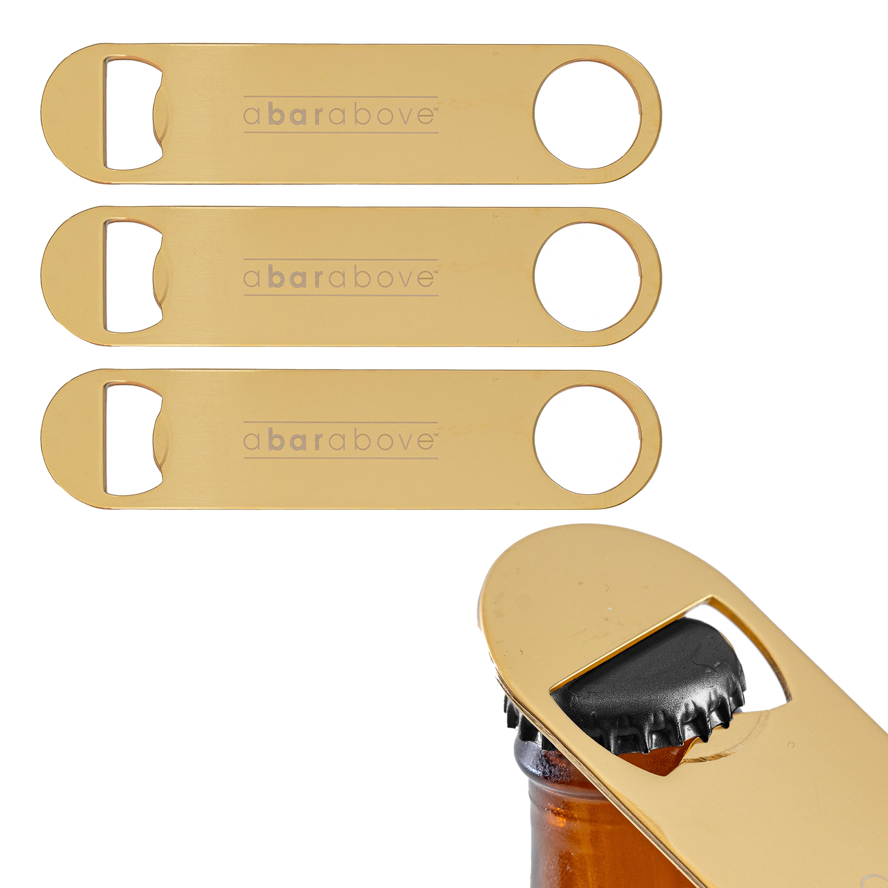 Premium Gold Bar Blade Bottle Opener - Heavy Duty Stainless Steel Beer Bottle Cap Lifter for Bartenders, Home Bars, Parties & Outdoor Events