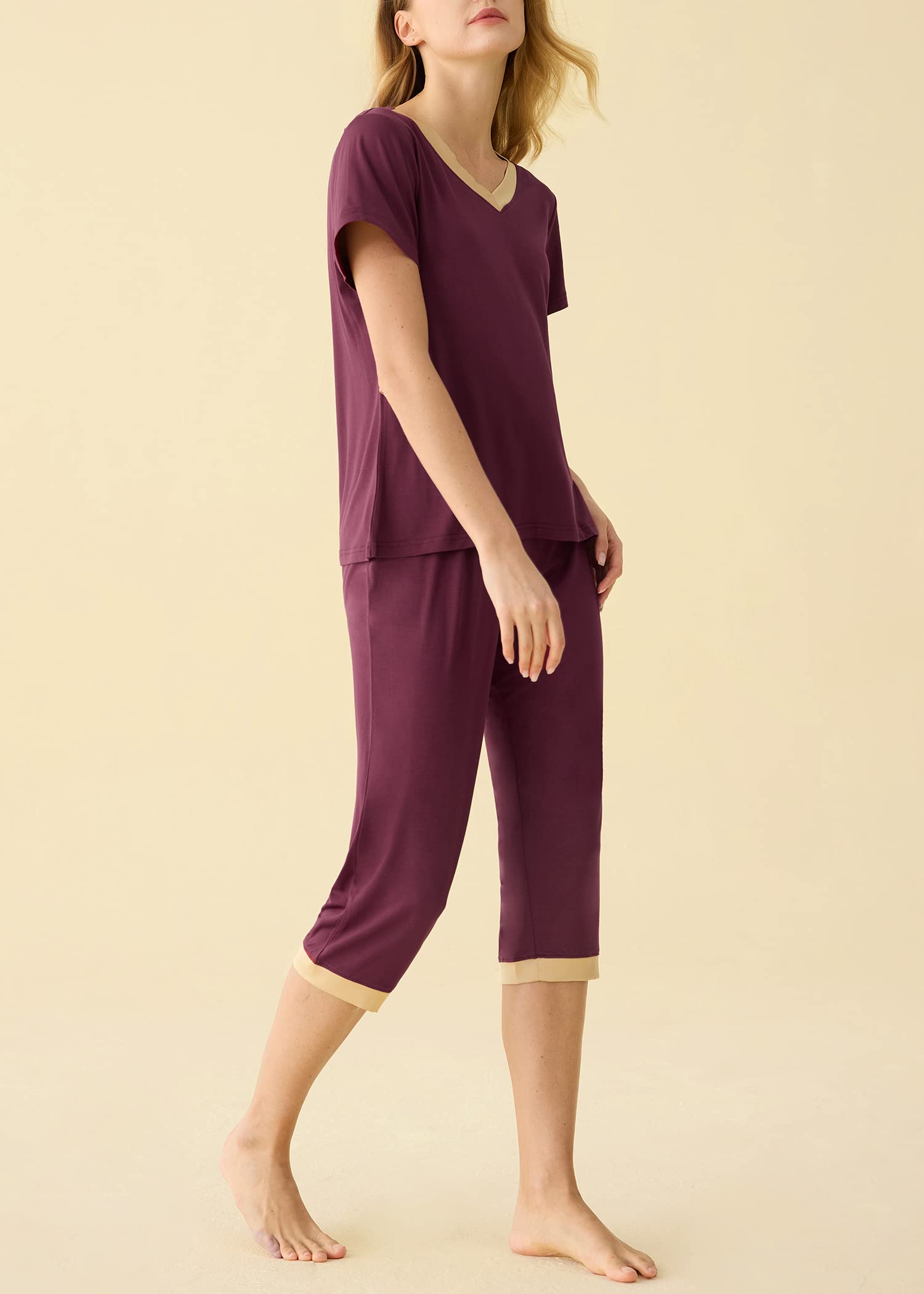 Latuza Women's Sleepwear Set - Soft Pajama Tops & Capri Pants for Comfortable Nightwear | Perfect for Lounging, Sleeping & Relaxing at Home