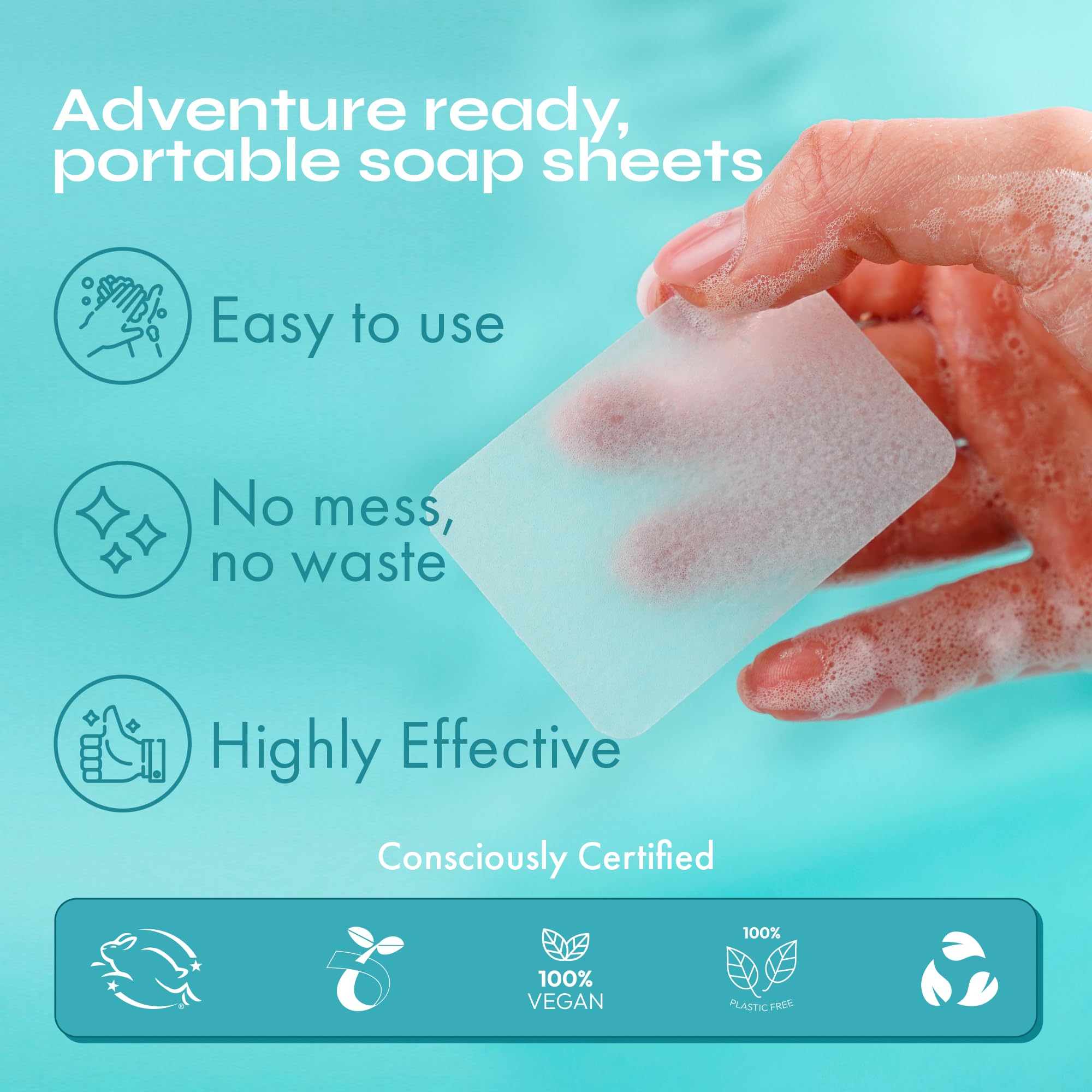 FOMIN Tea Tree Paper Soap Sheets for Hand Washing - 100 Dissolvable Travel Soap Leaves, Portable Camping & Travel Soap, Mini Hand Soap for Outdoor, Hiking, Gym & Emergency Kits
