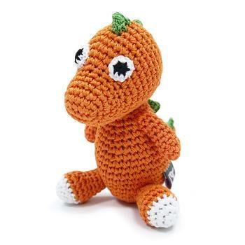 Dogo Knit Dinosaur Squeaky Dog Toy - Soft Chew Toy for Small & Medium Dogs - Perfect for Playtime, Training & Teething Relief