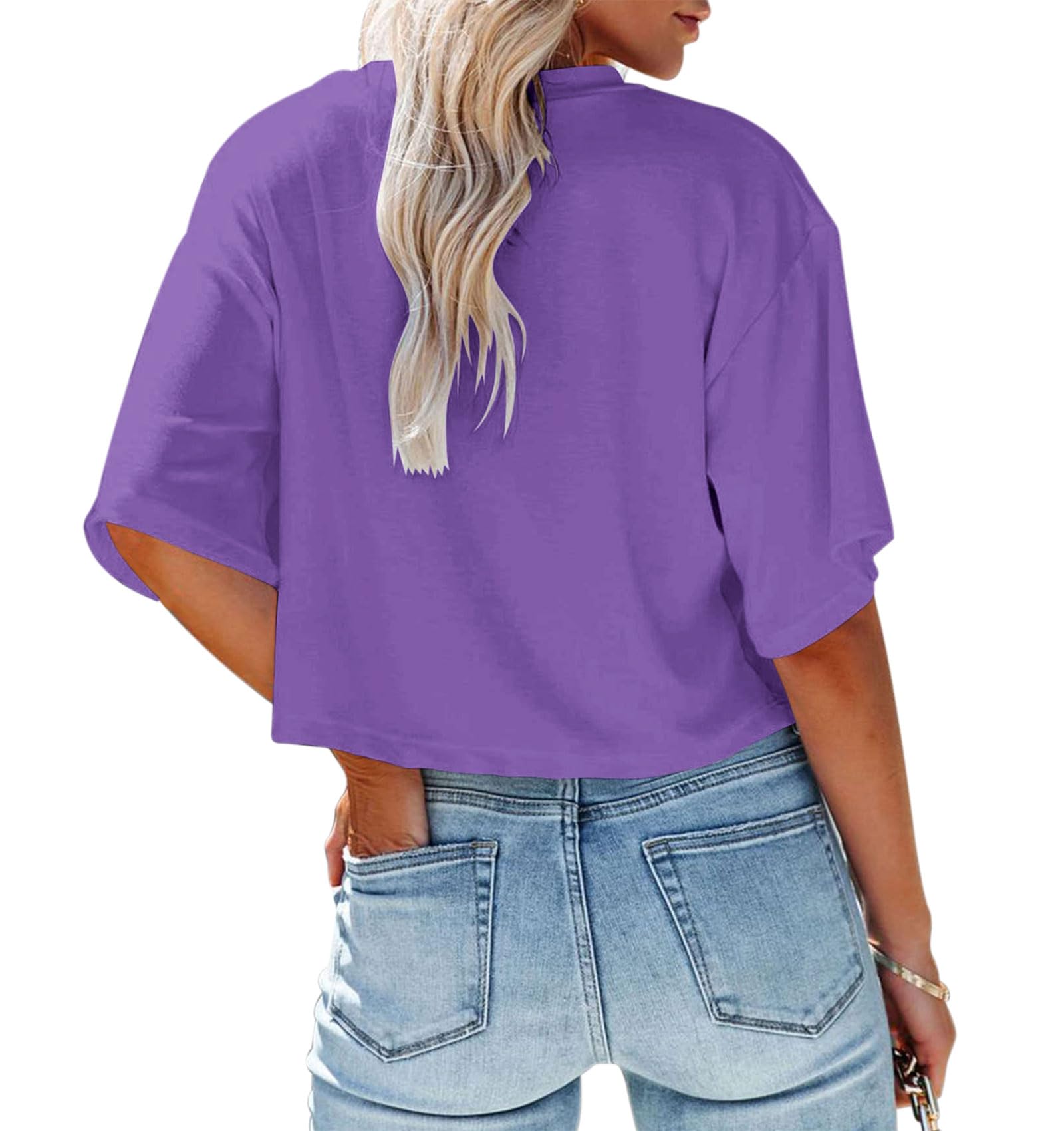 Trendy Women's Crop Tops - Half Sleeve Cropped Tee Shirts with Crew Neck for Workout & Casual Wear | Summer Basic Tshirts for Gym, Beach & Street Style